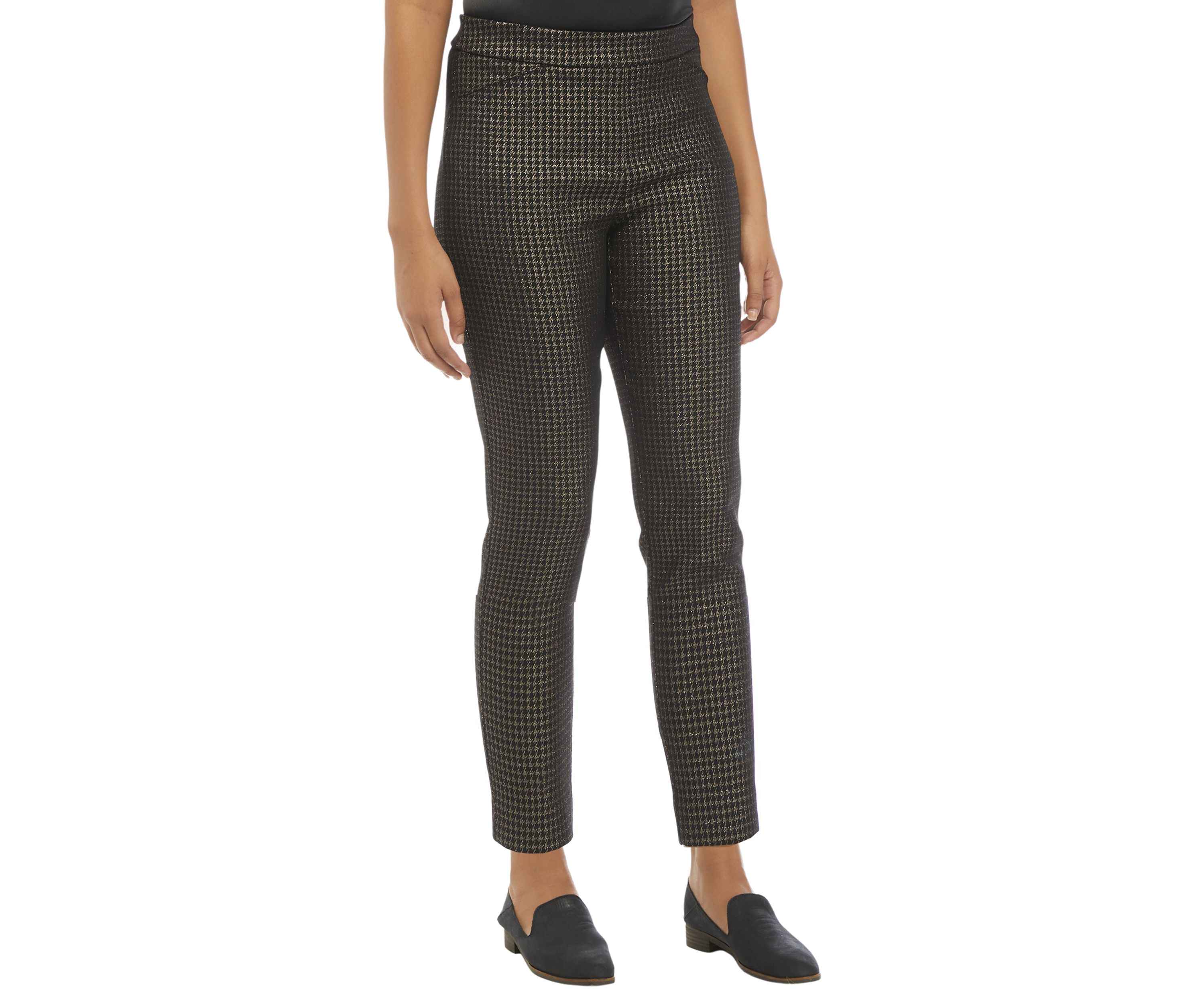 Houndstooth Print Cropped Ankle Pants 