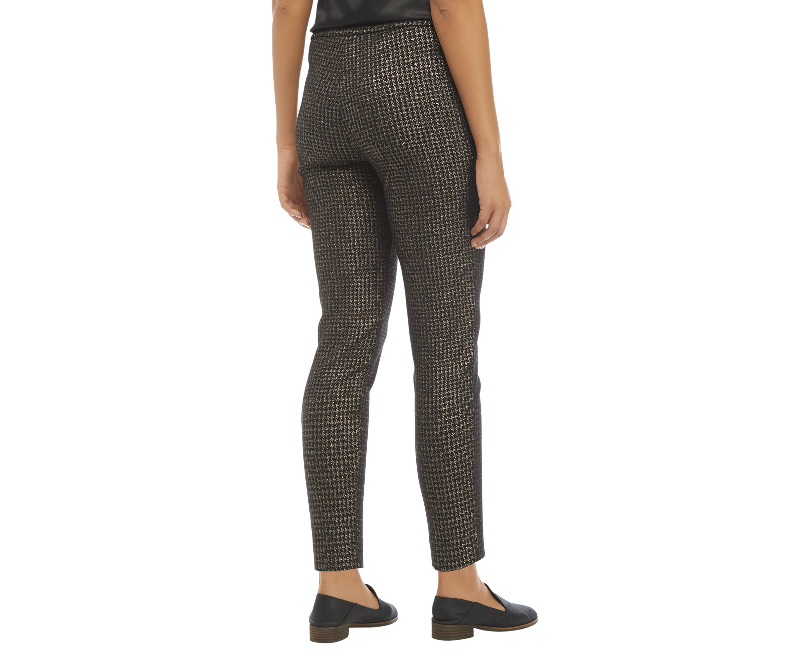 Houndstooth Print Cropped Ankle Pants 