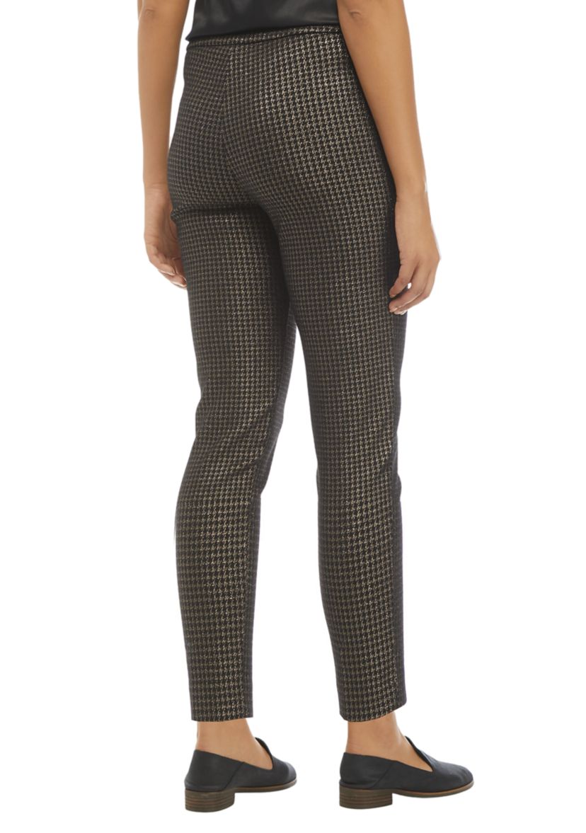 Houndstooth Print Cropped Ankle Pants 