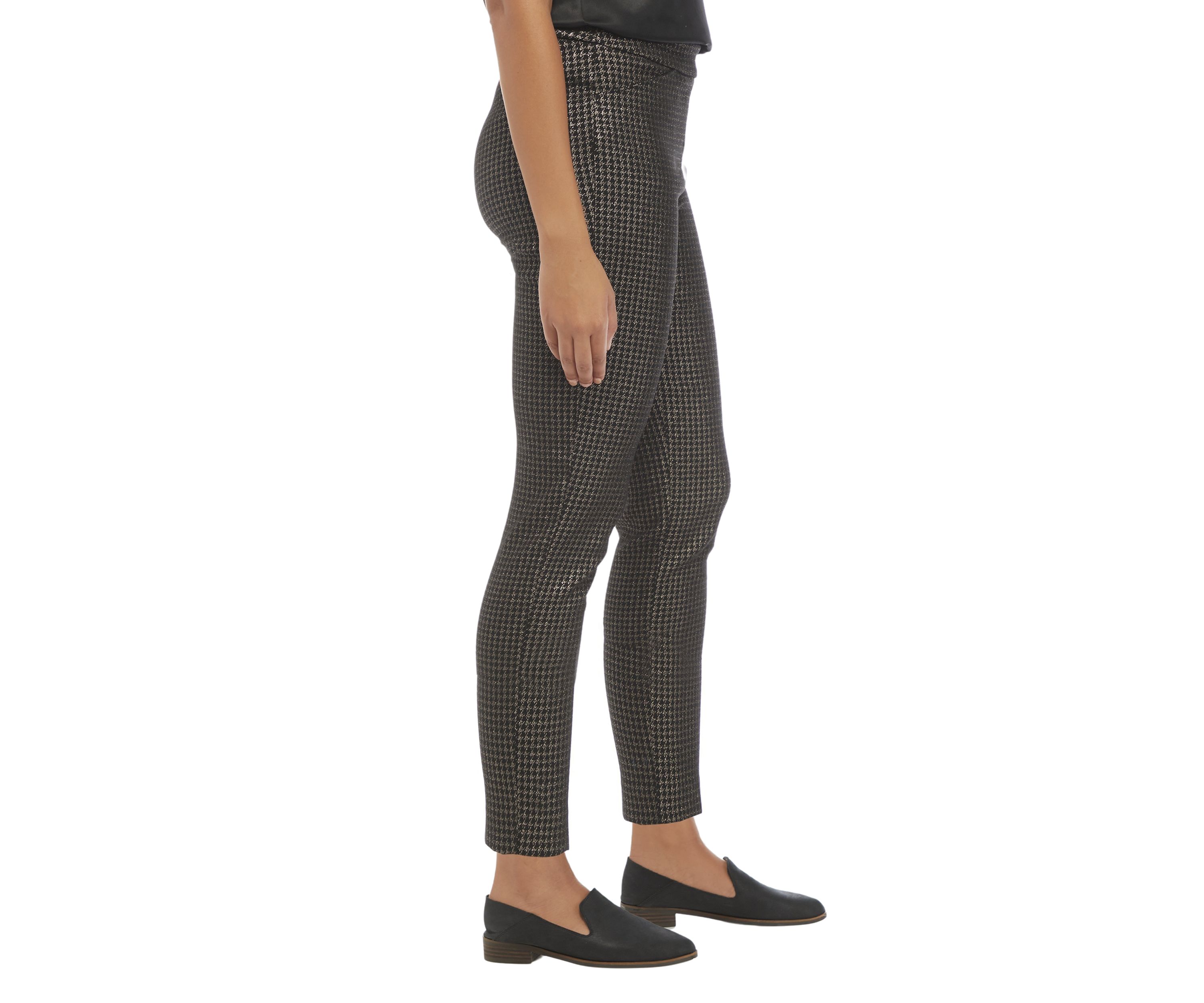 Houndstooth Print Cropped Ankle Pants 