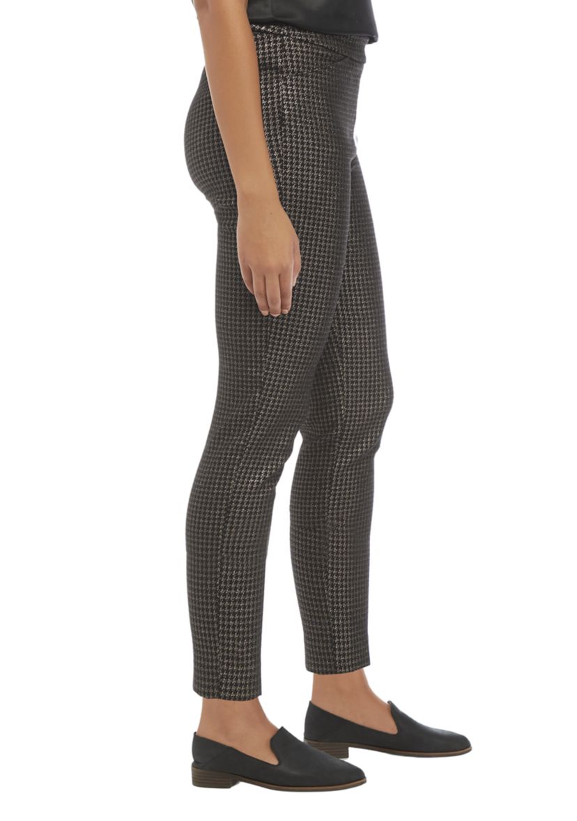 Houndstooth Print Cropped Ankle Pants 