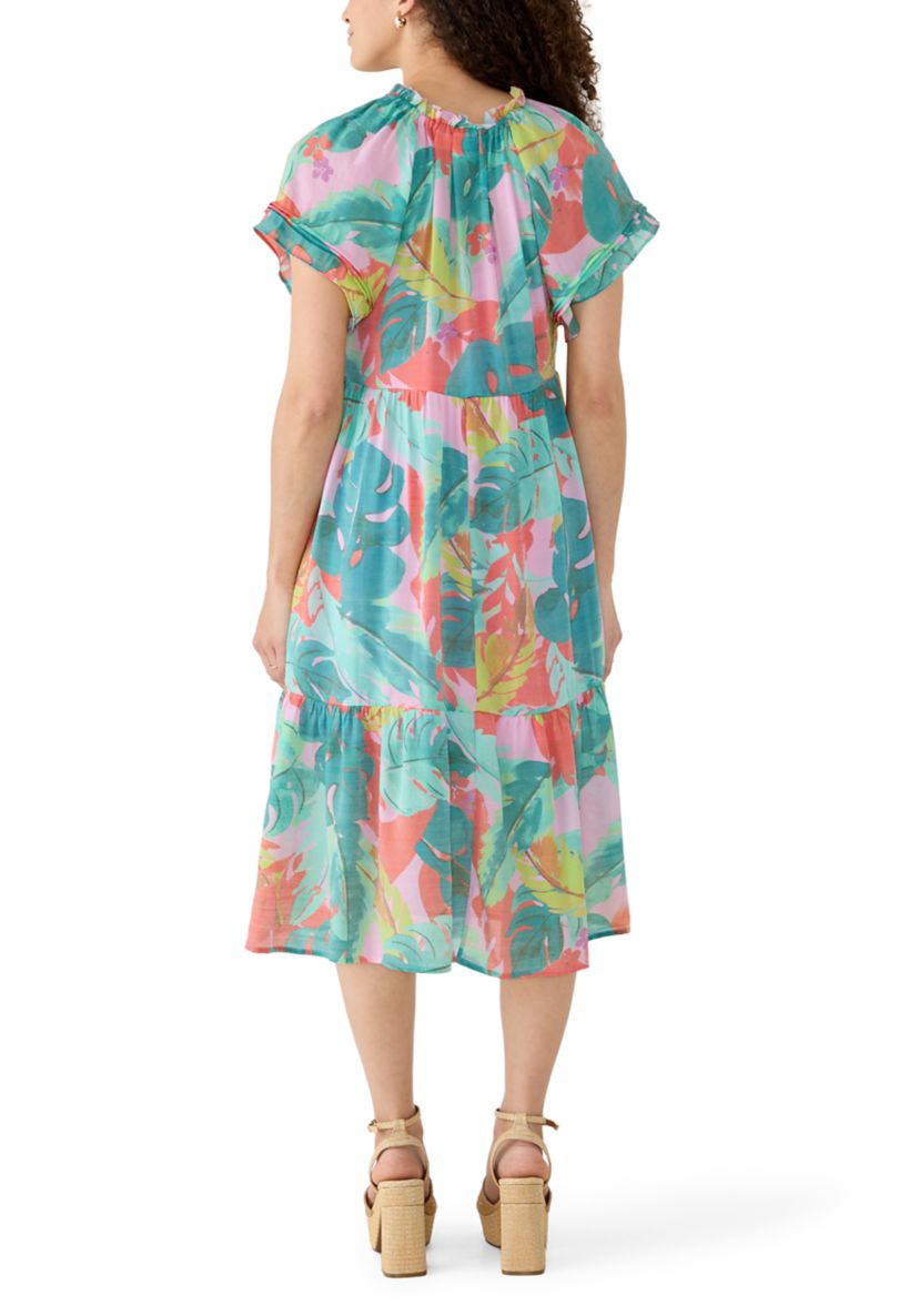 Sharagano Petite Flutter Sleeve Midi Dress | Belk
