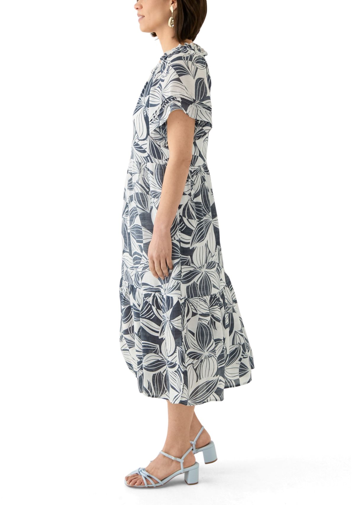 Petite Flutter Sleeve Midi Dress