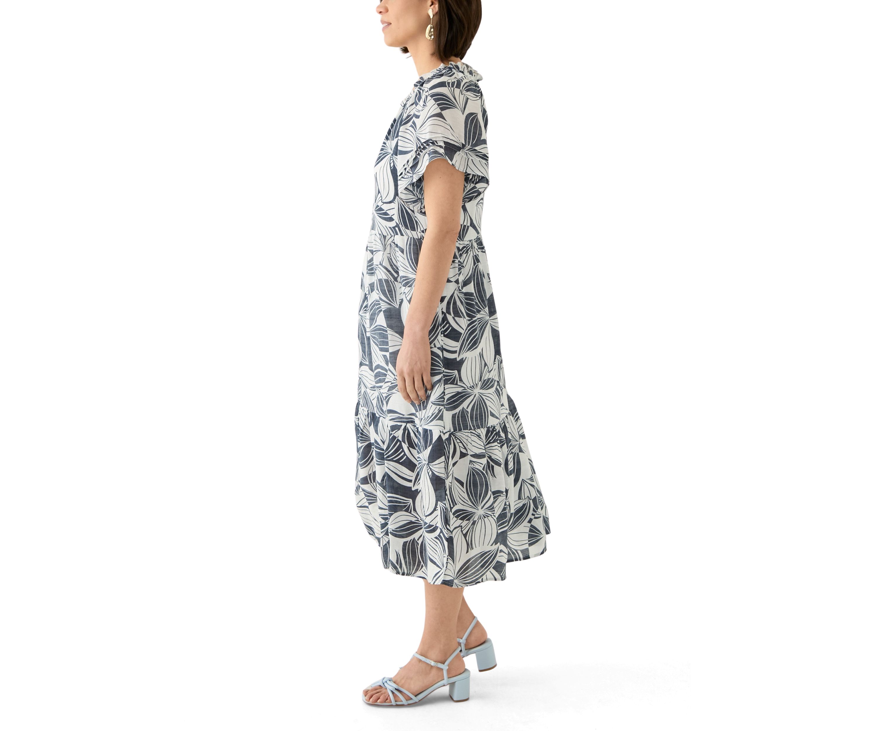 Petite Flutter Sleeve Midi Dress