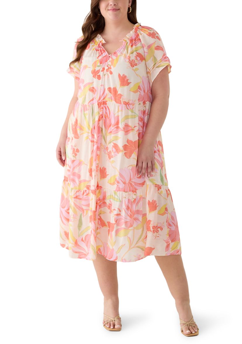 Sharagano Plus Size Flutter Sleeve Midi Dress | Belk