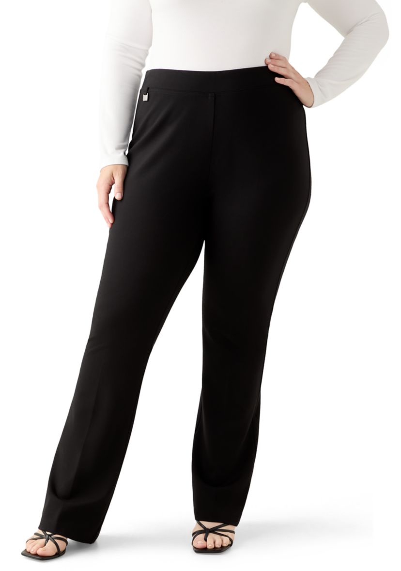white christmas dresses Nydj Plus Women's Marilyn Ponte Knit Straight-Leg Pants - Black