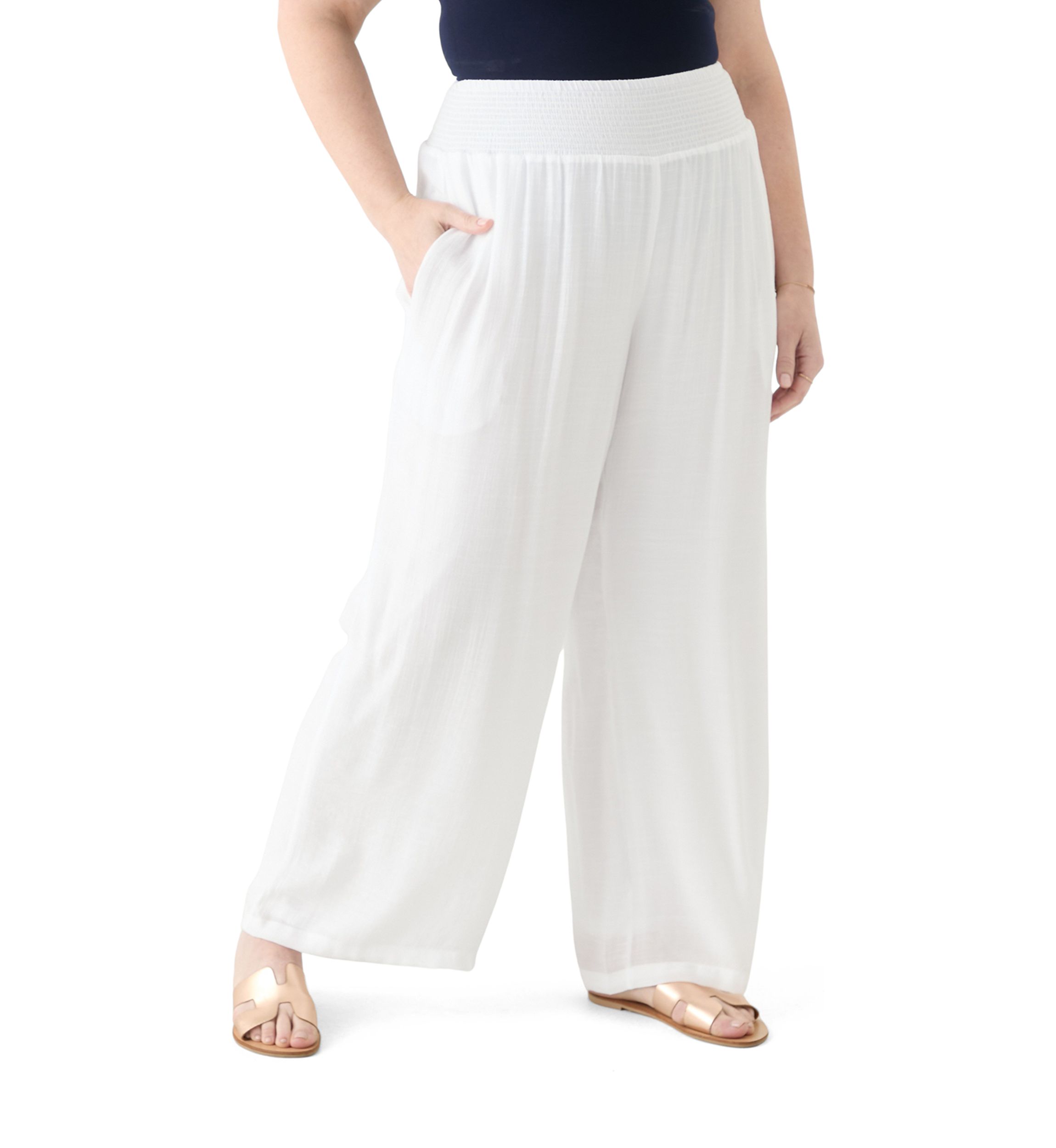 Plus Size Pull On Slub Pants