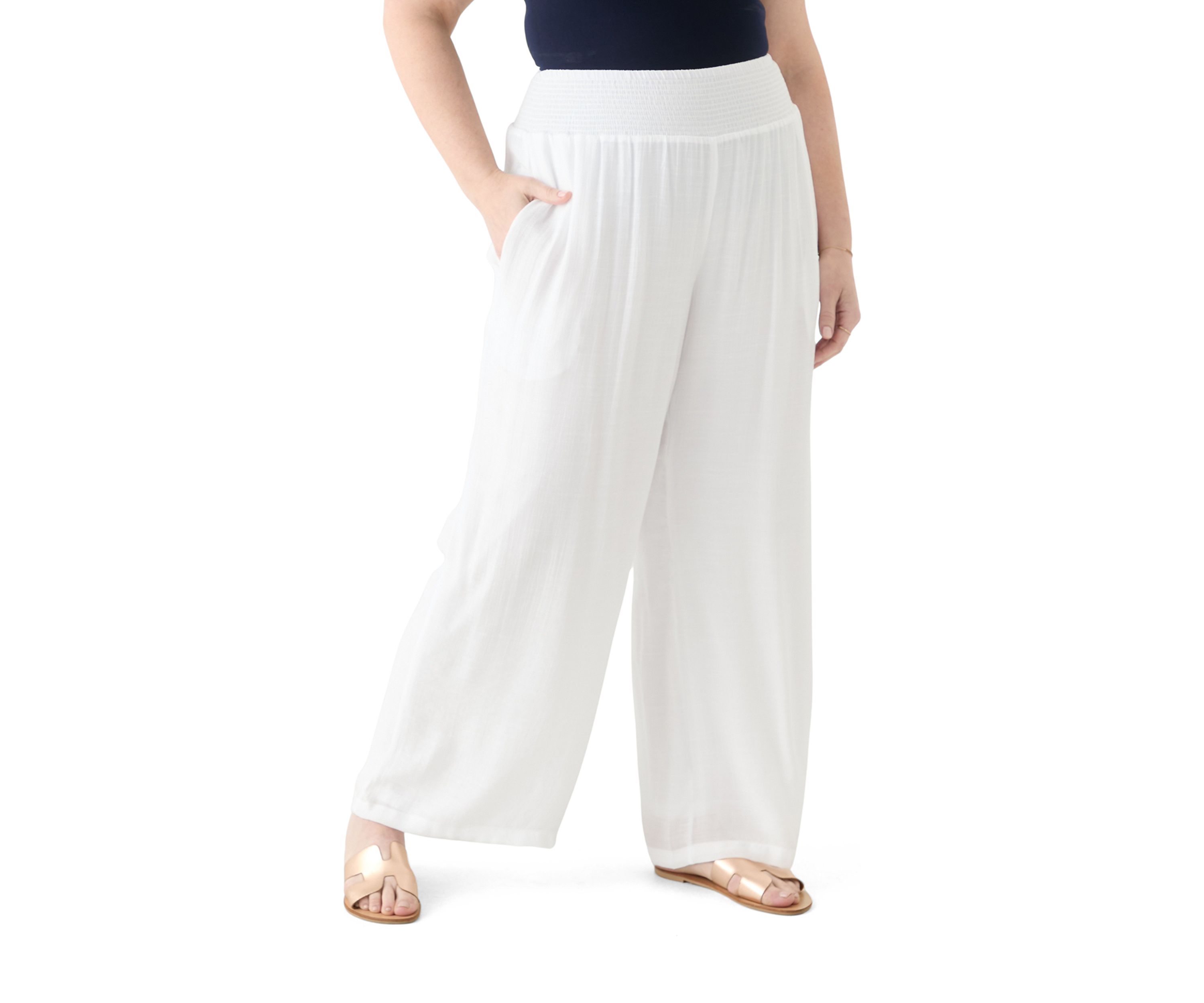 Plus Size Pull On Slub Pants
