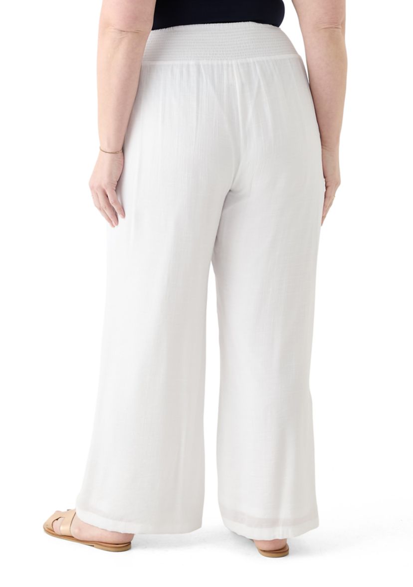 Plus Size Pull On Slub Pants