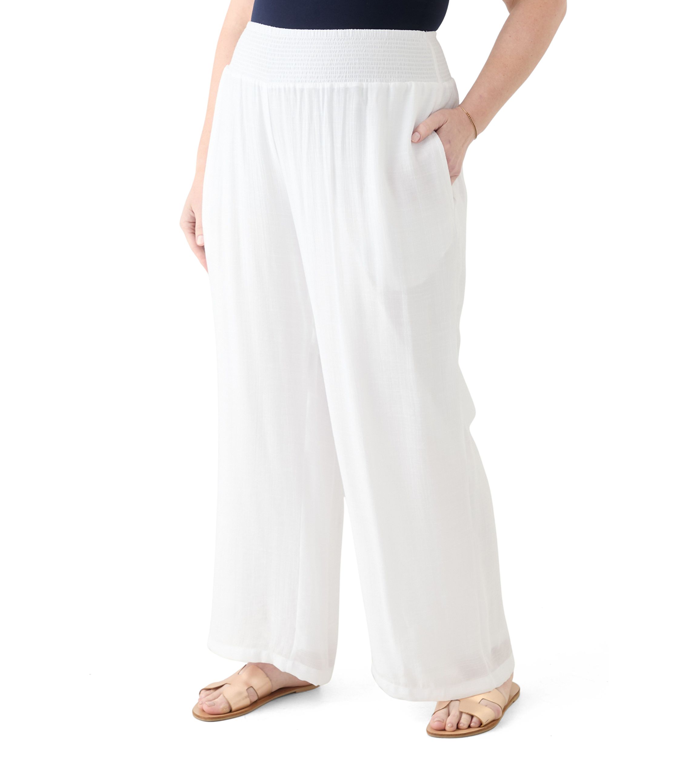Plus Size Pull On Slub Pants