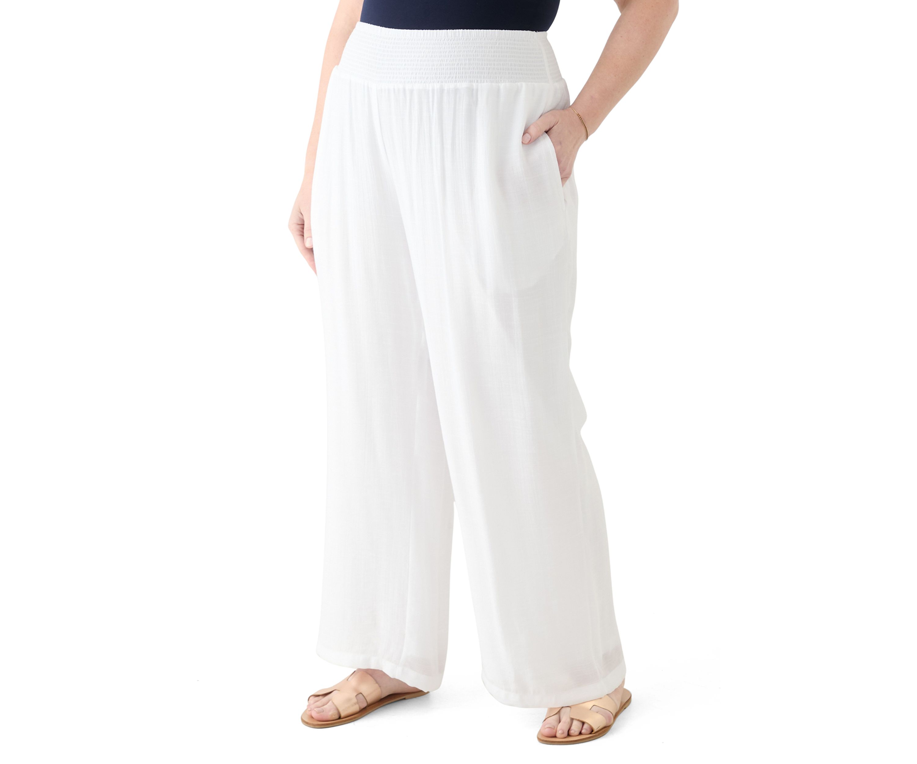 Plus Size Pull On Slub Pants