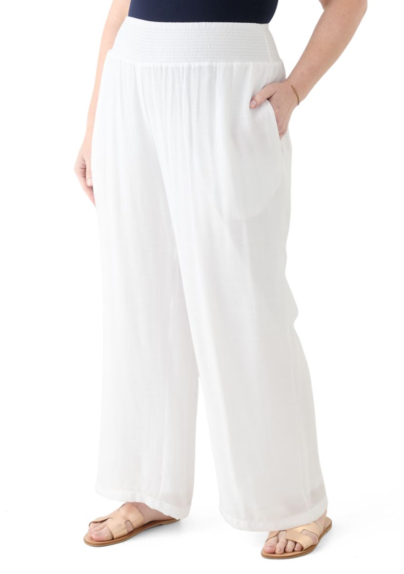 Plus Size Pull On Slub Pants