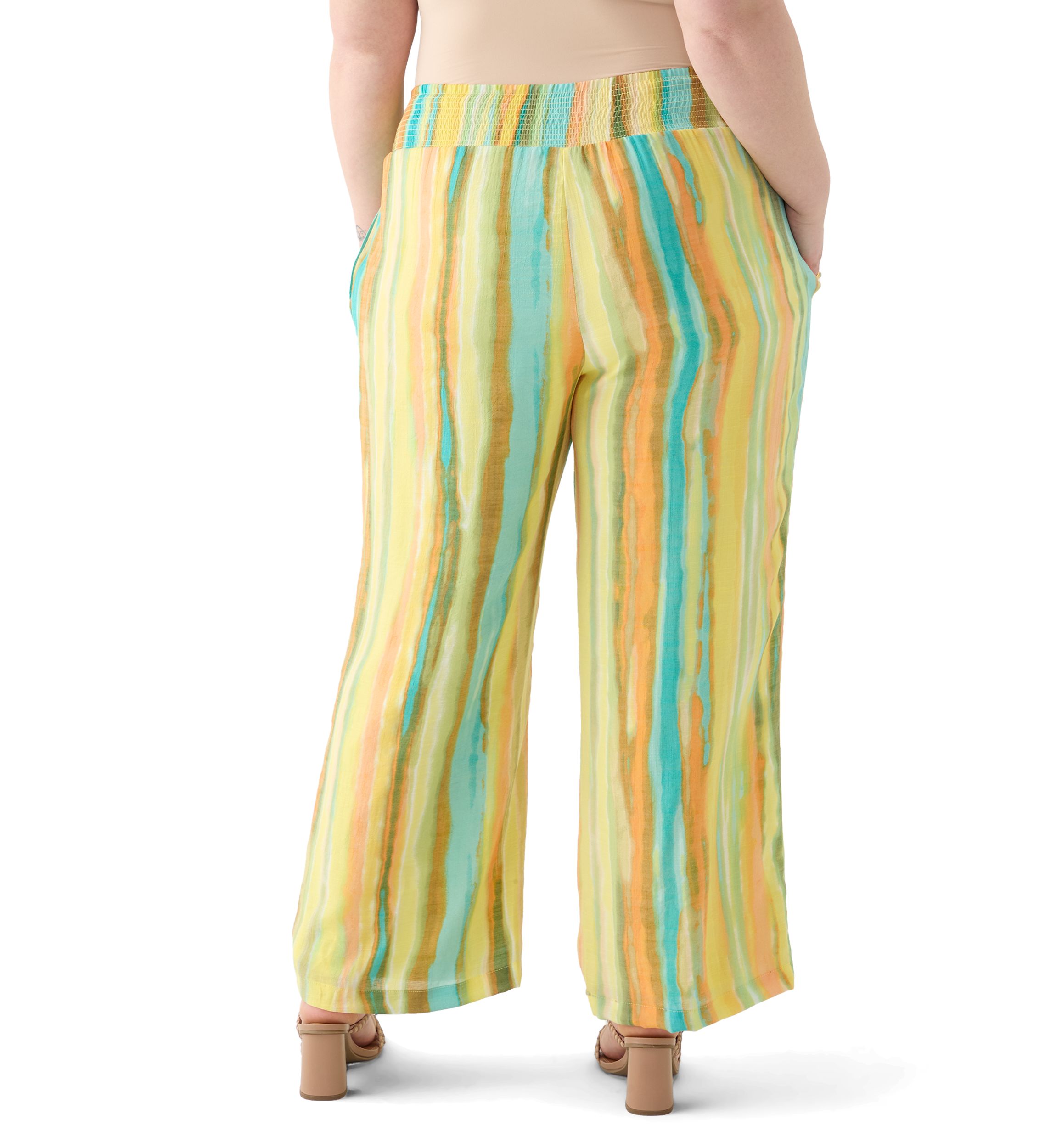 Plus Size Striped Slub Pants