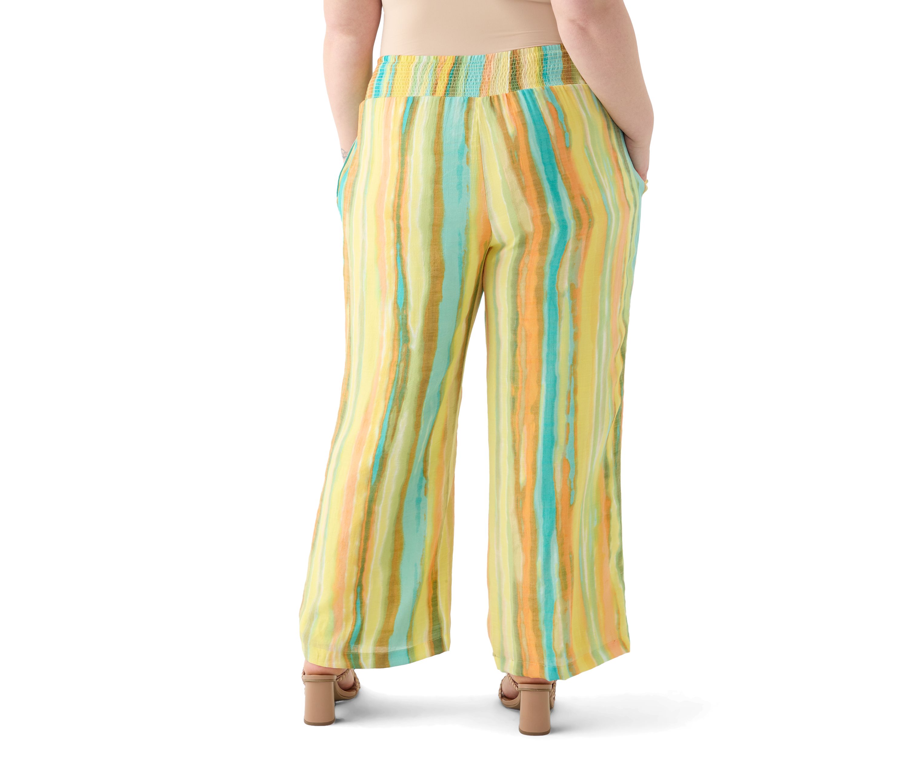 Plus Size Striped Slub Pants