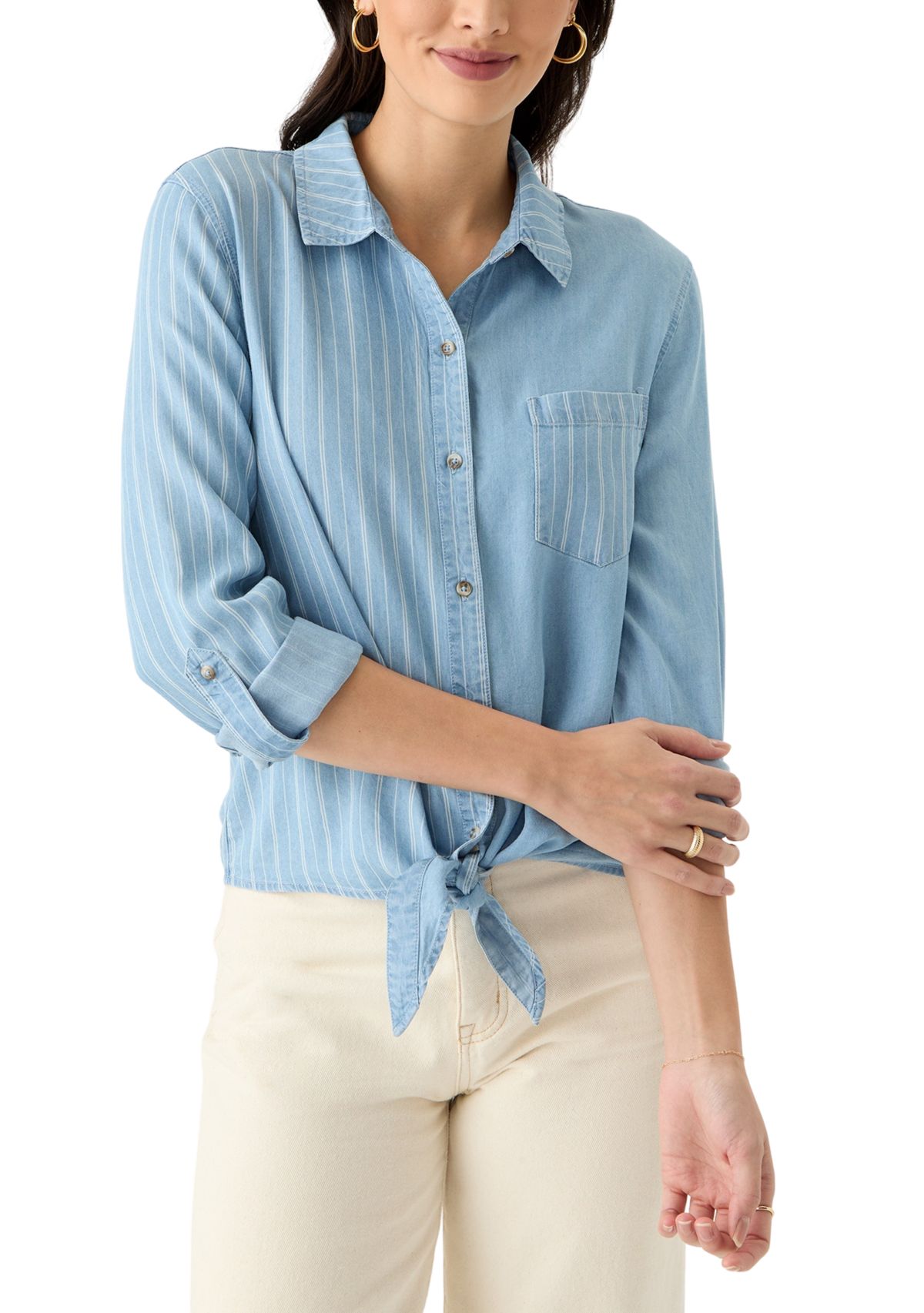 Womens Long Sleeve Tie Front Top