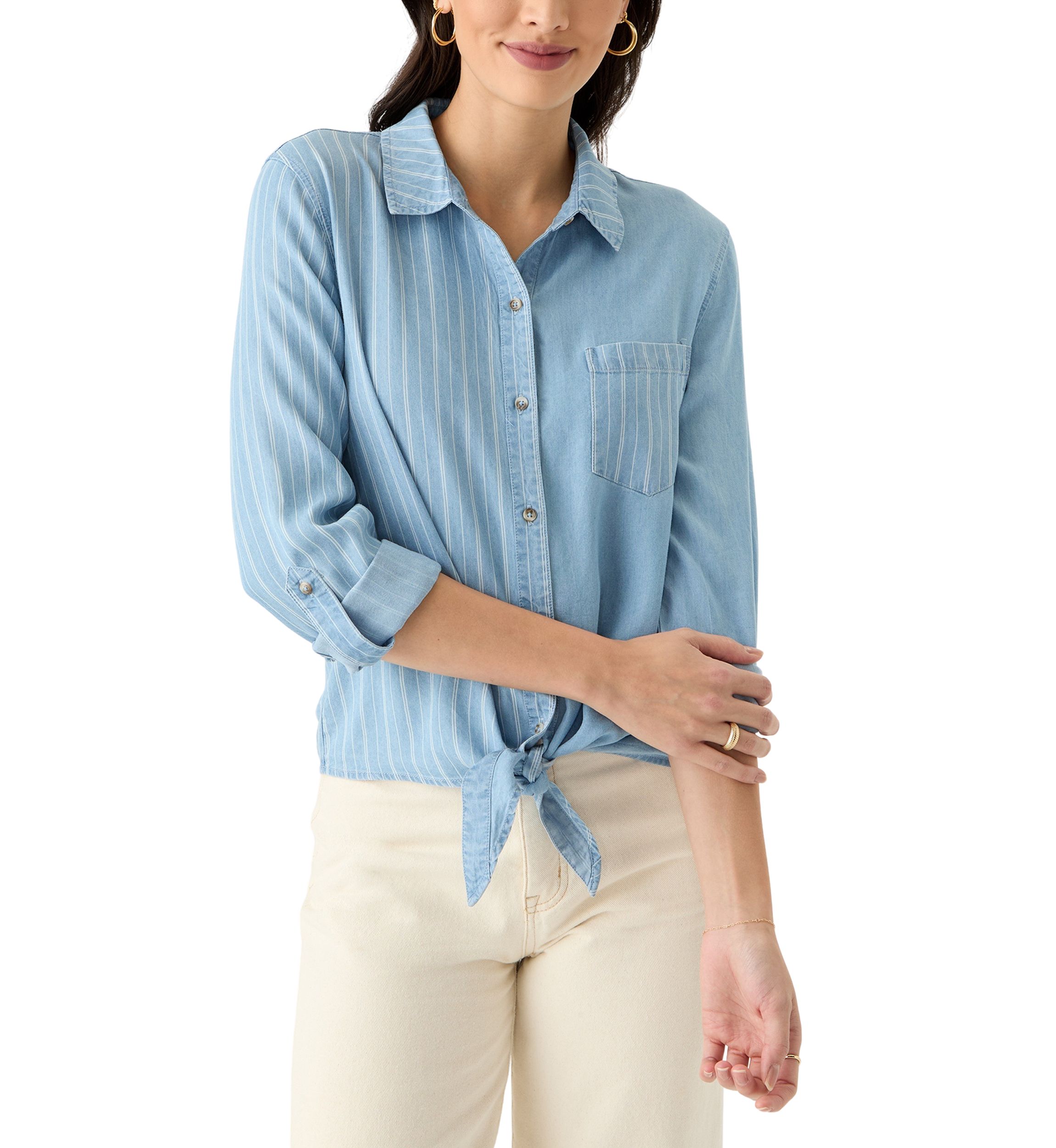 Womens Long Sleeve Tie Front Top