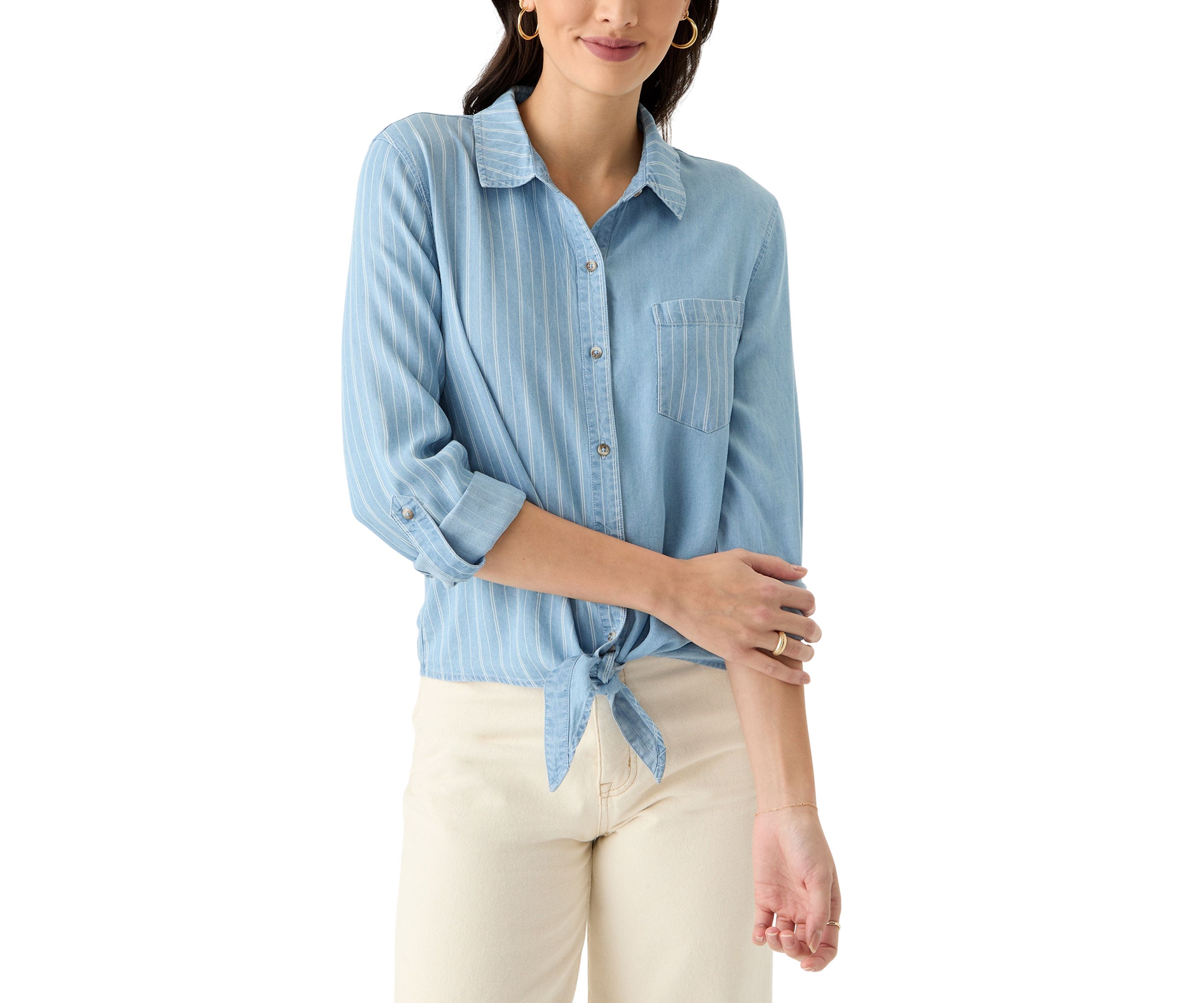 Womens Long Sleeve Tie Front Top