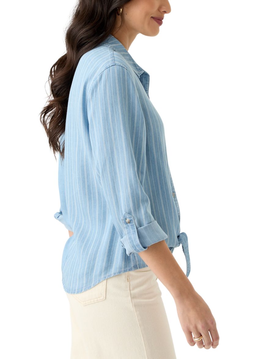 Womens Long Sleeve Tie Front Top