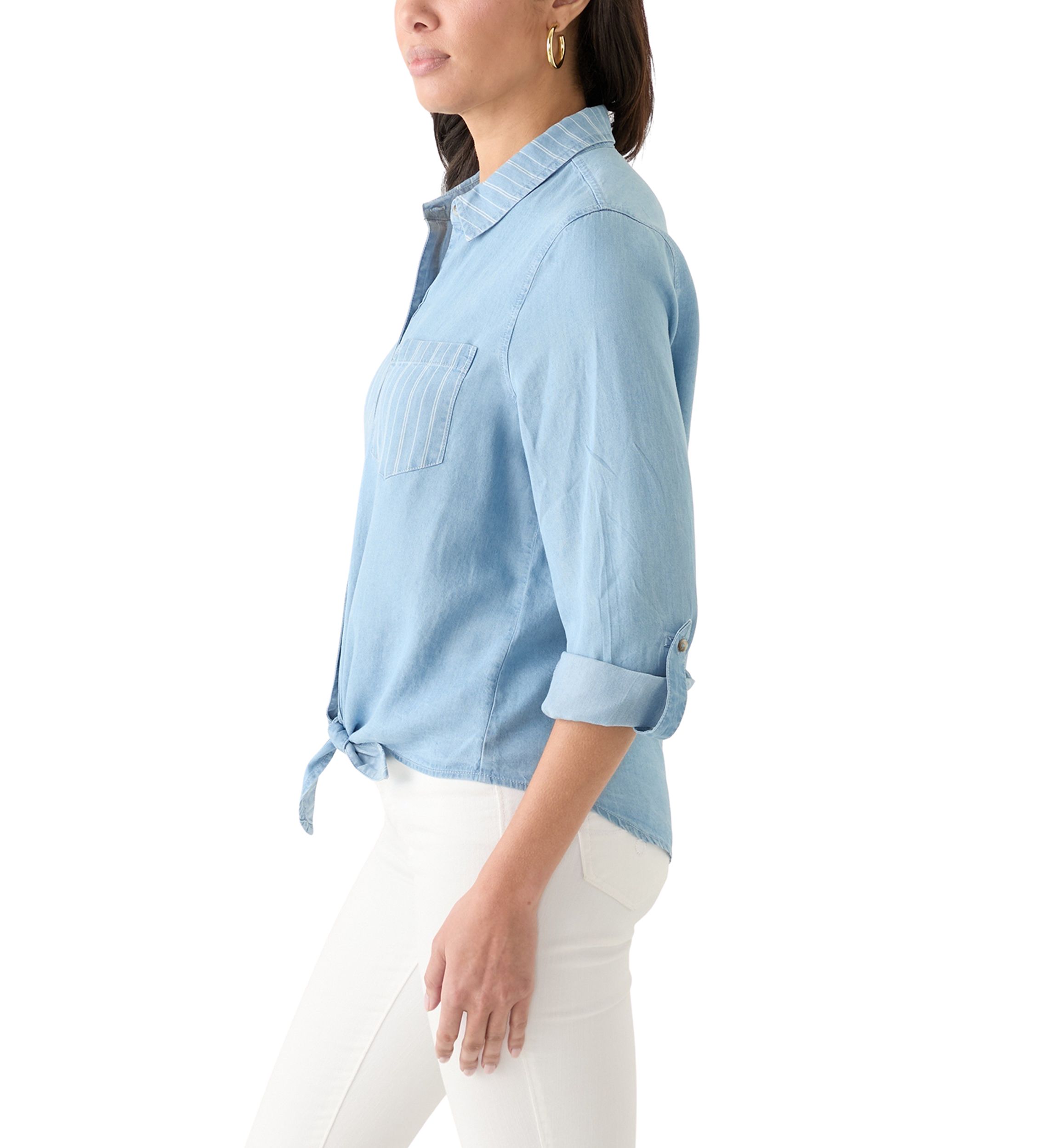 Womens Long Sleeve Tie Front Top