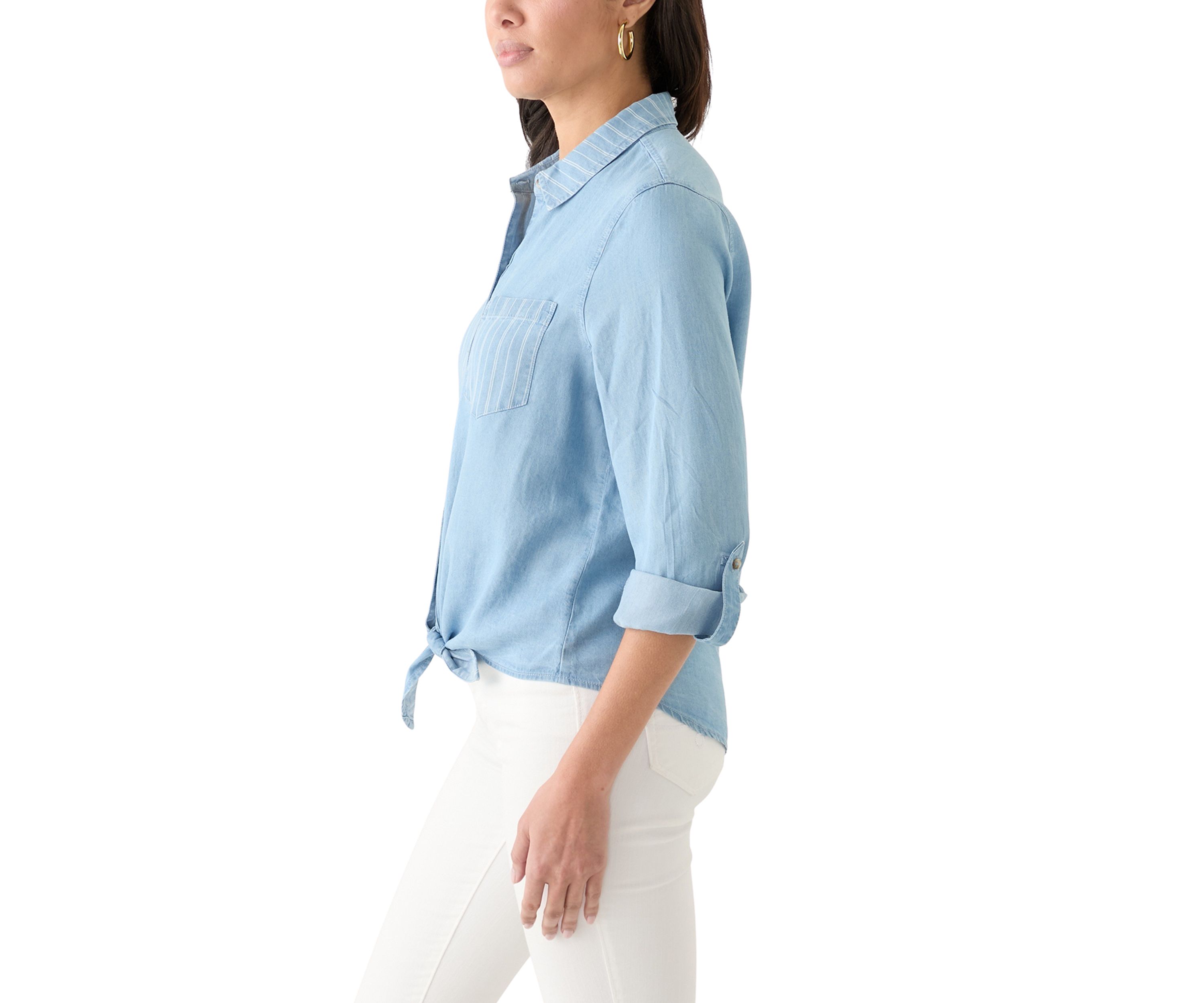 Womens Long Sleeve Tie Front Top