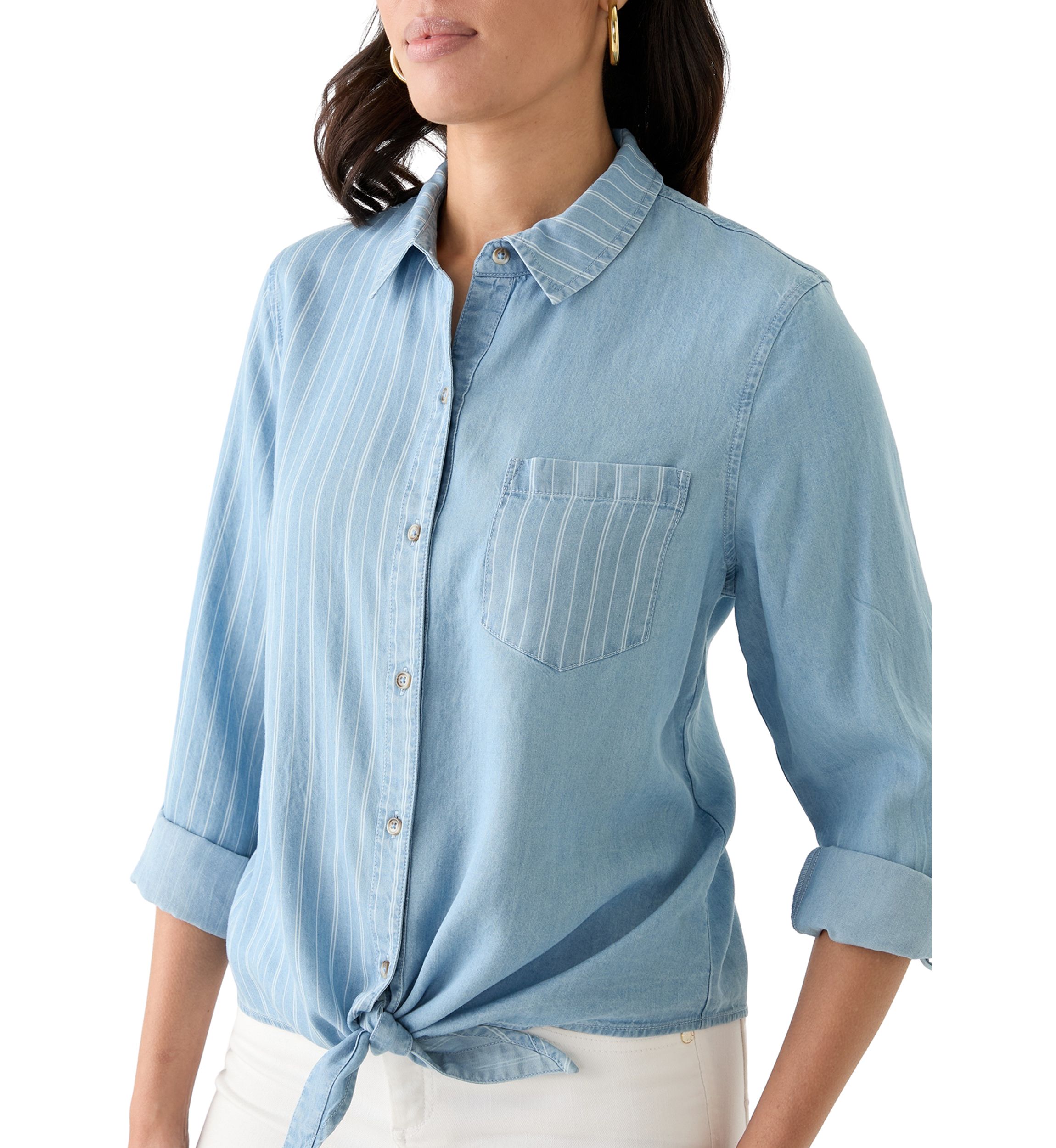 Womens Long Sleeve Tie Front Top