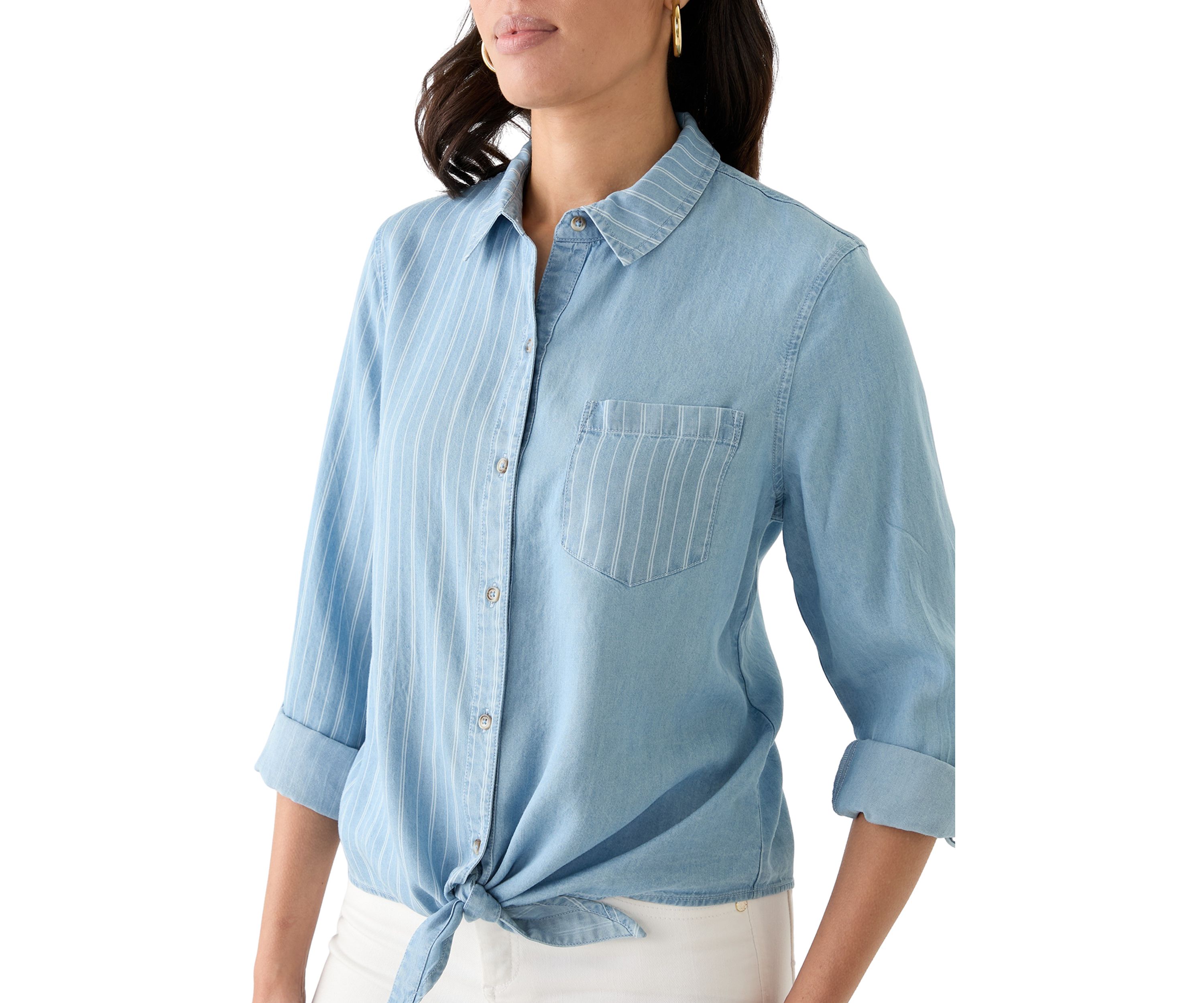 Womens Long Sleeve Tie Front Top