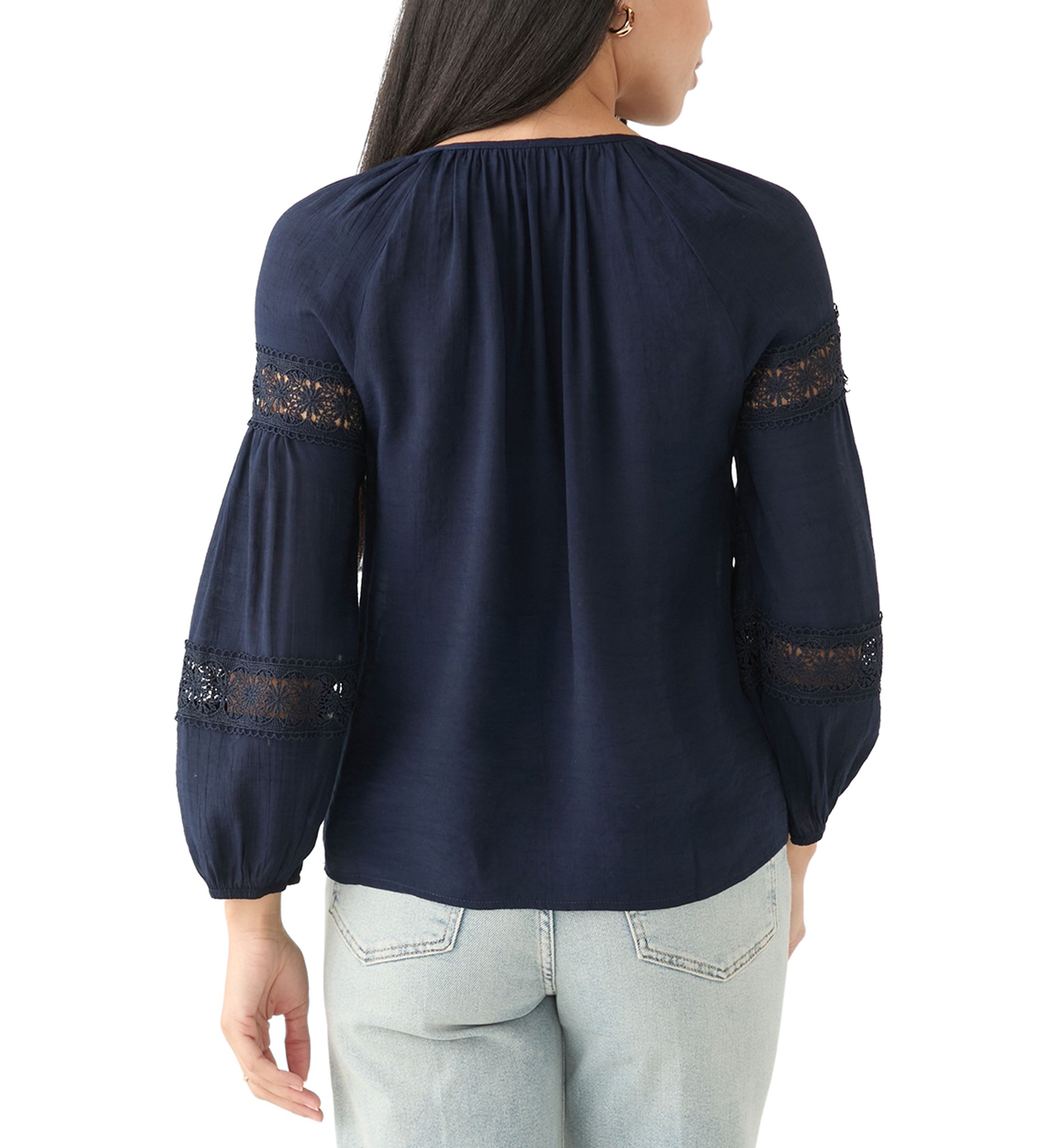 Petite Crochet Sleeve Peasant Top 