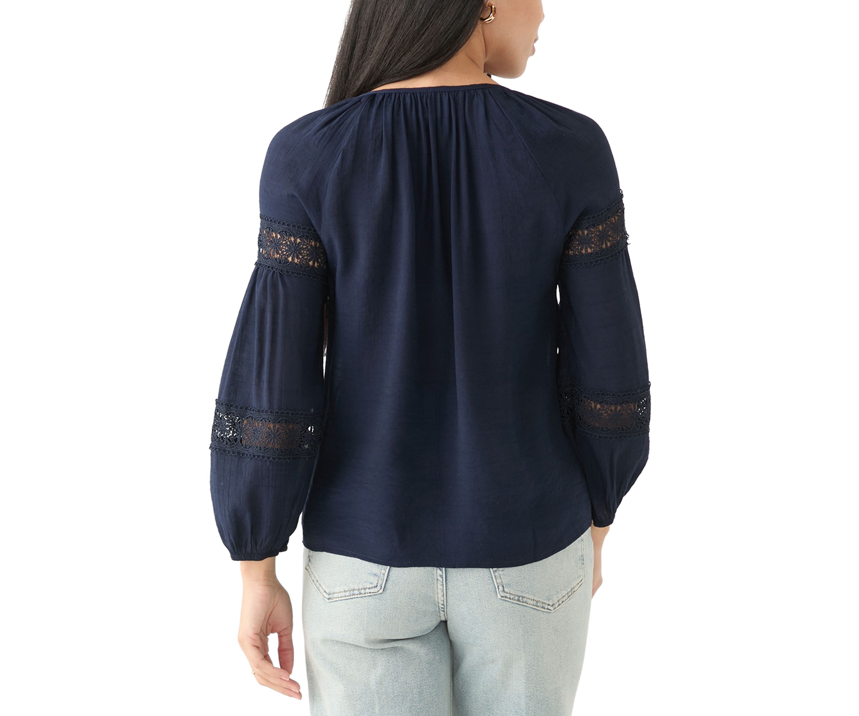 Petite Crochet Sleeve Peasant Top 