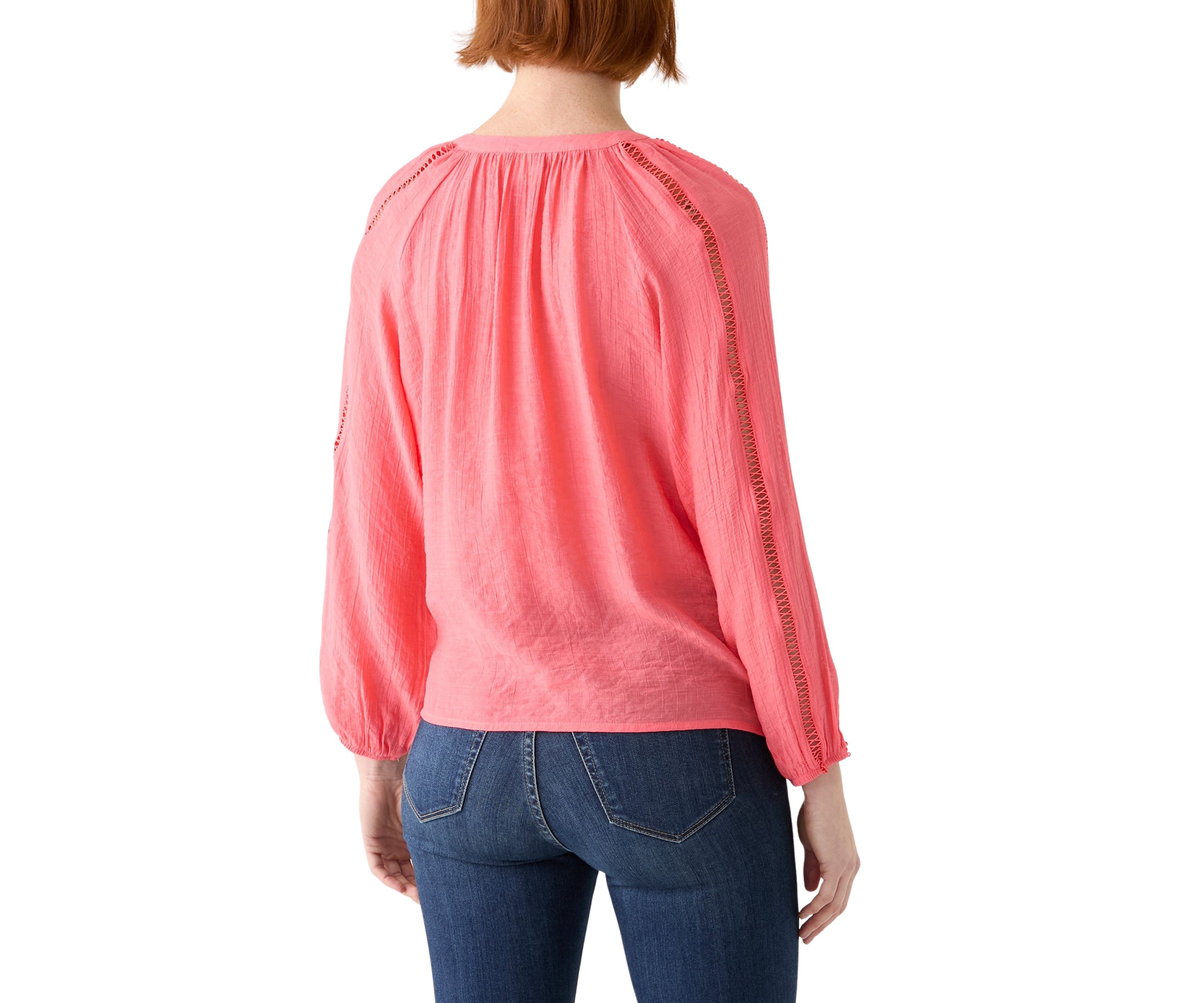 Petite Inset Trim Peasant Top