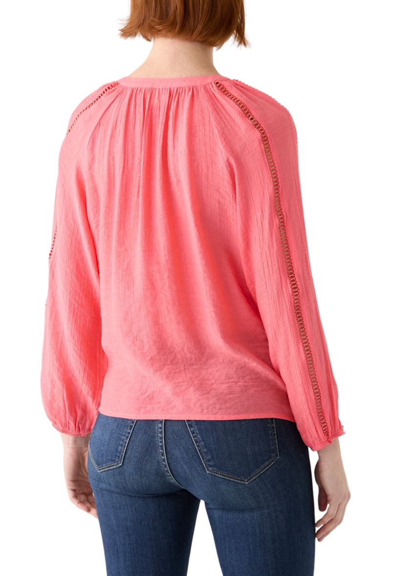 Petite Inset Trim Peasant Top