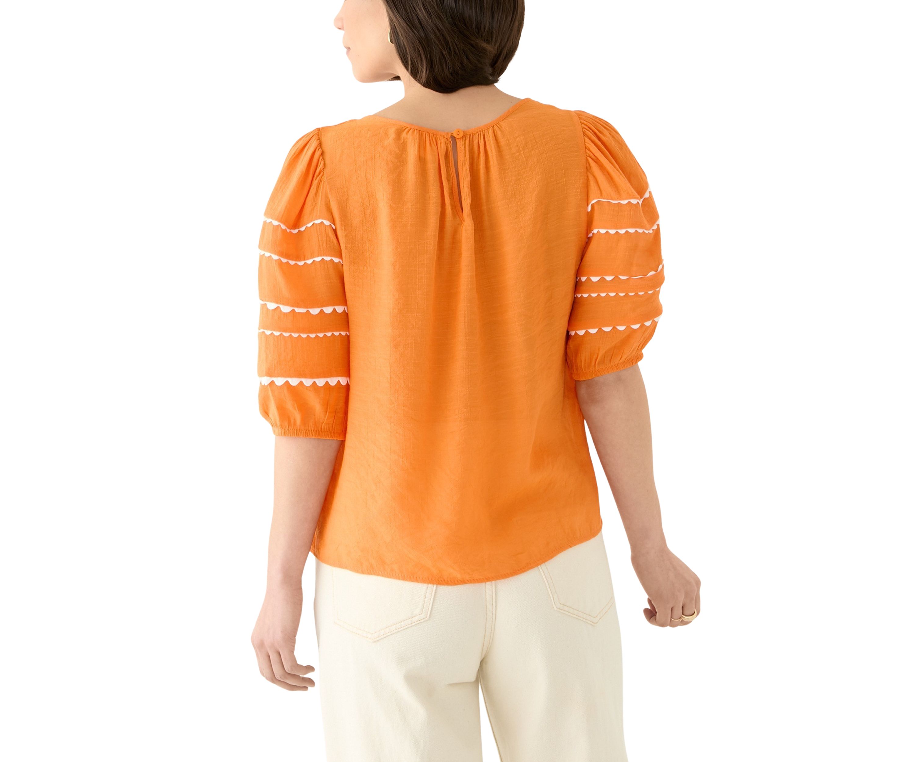 Petite Detailed Elbow Puff Sleeve Top 
