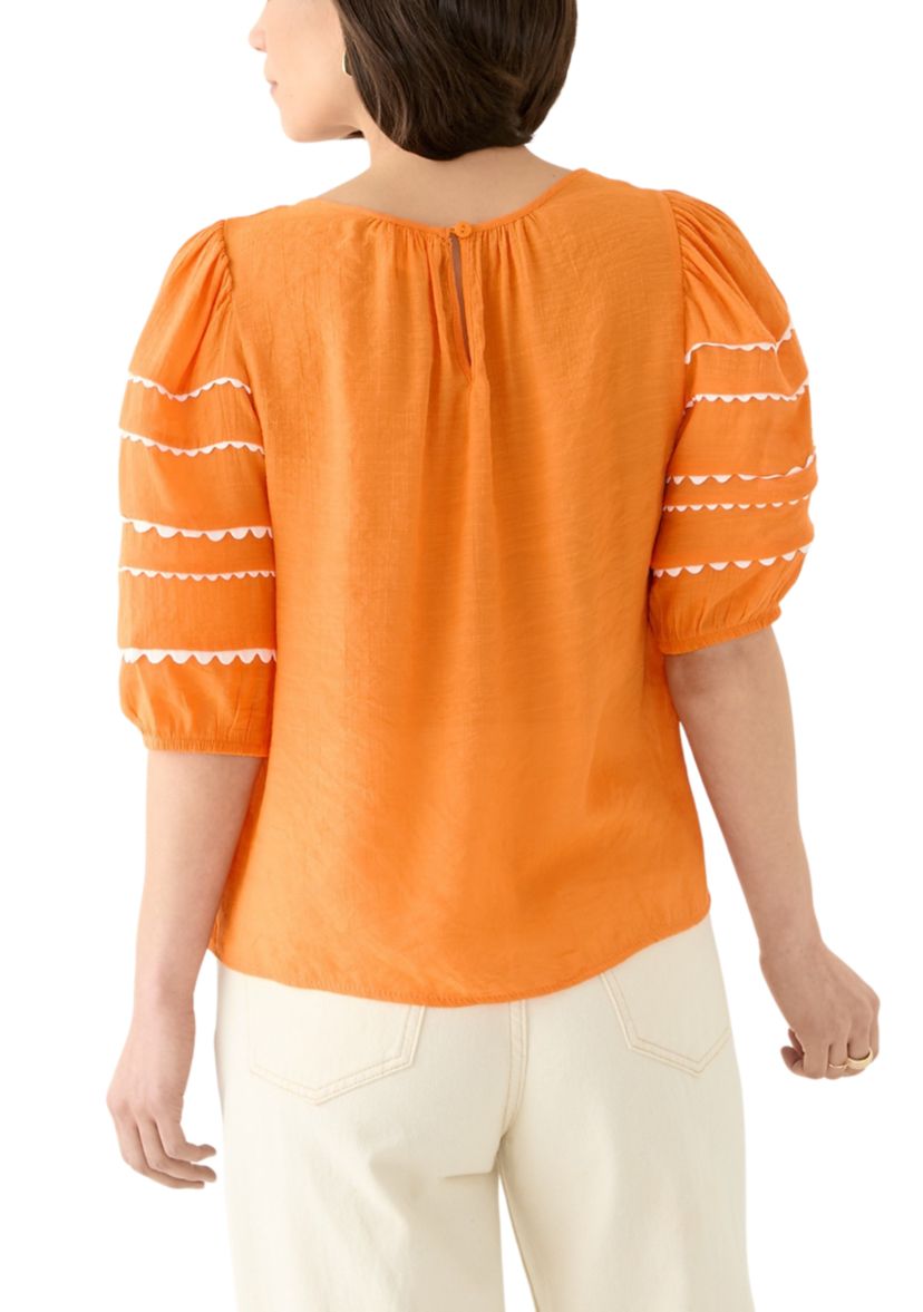 Petite Detailed Elbow Puff Sleeve Top 