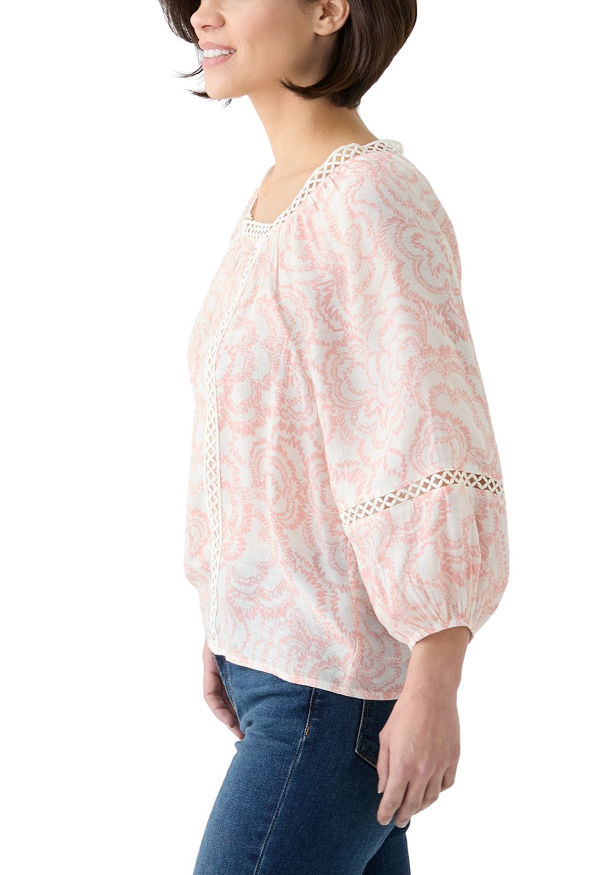 Petite Inset Trim Square Neck Top