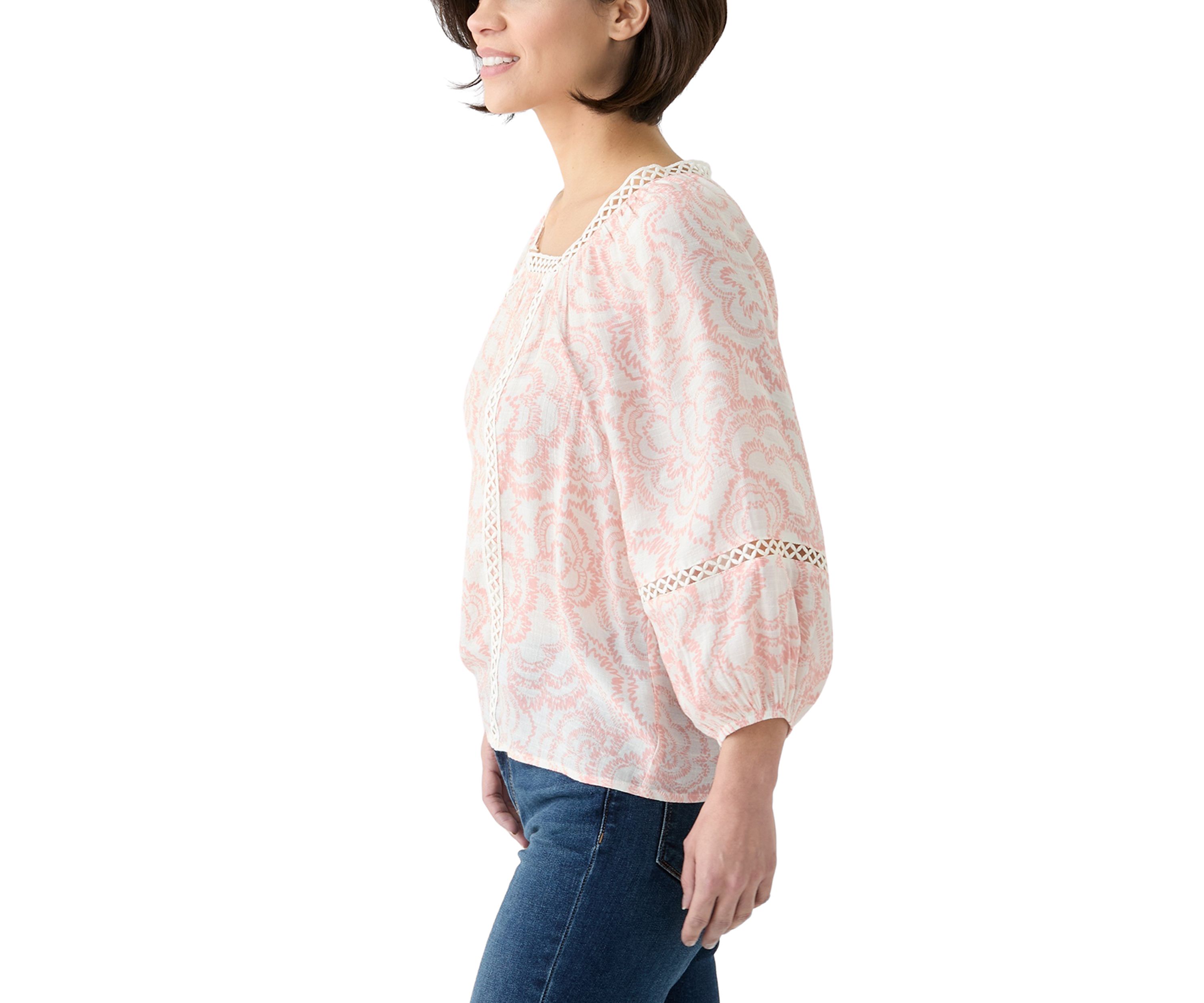 Petite Inset Trim Square Neck Top