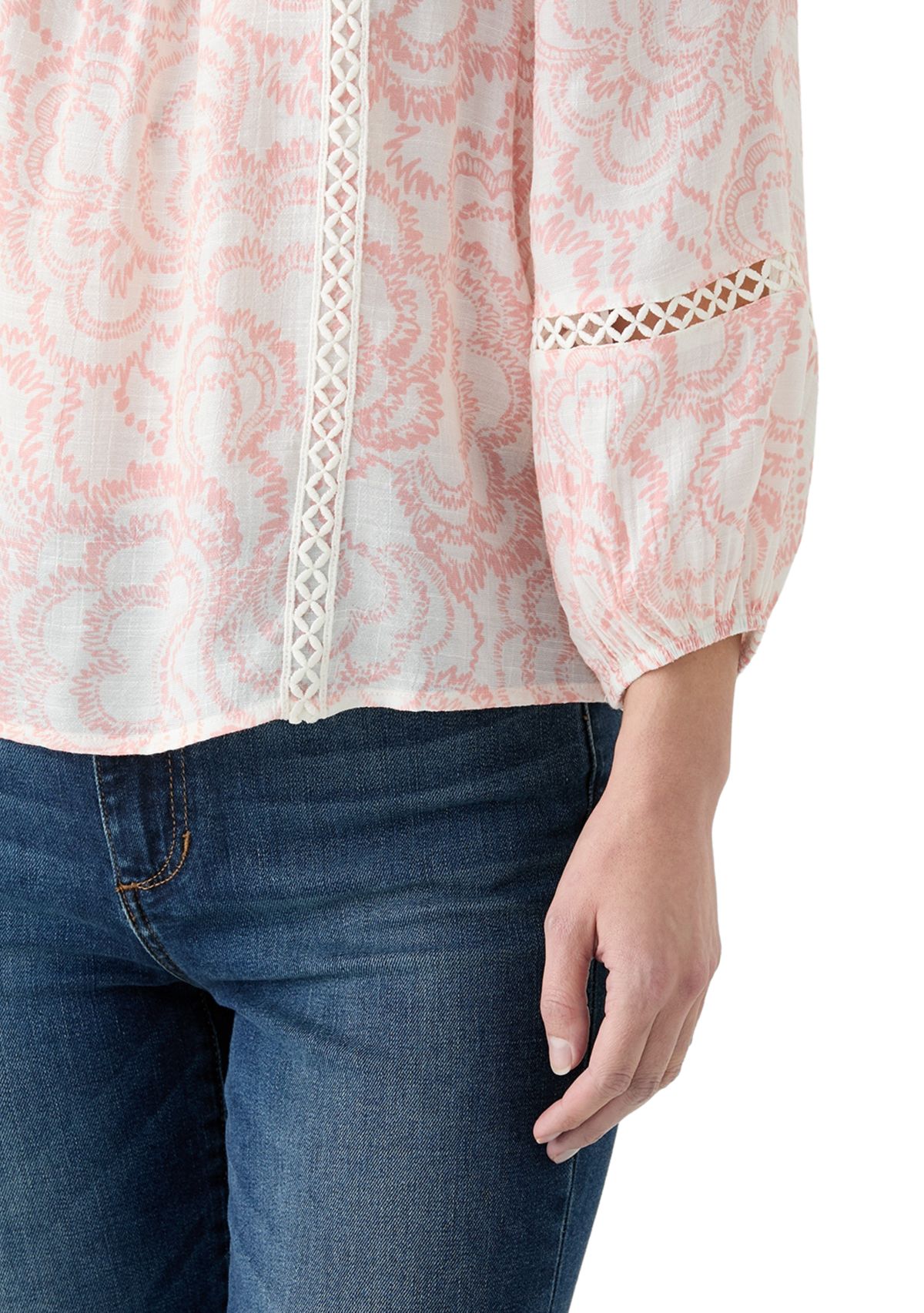 Petite Inset Trim Square Neck Top