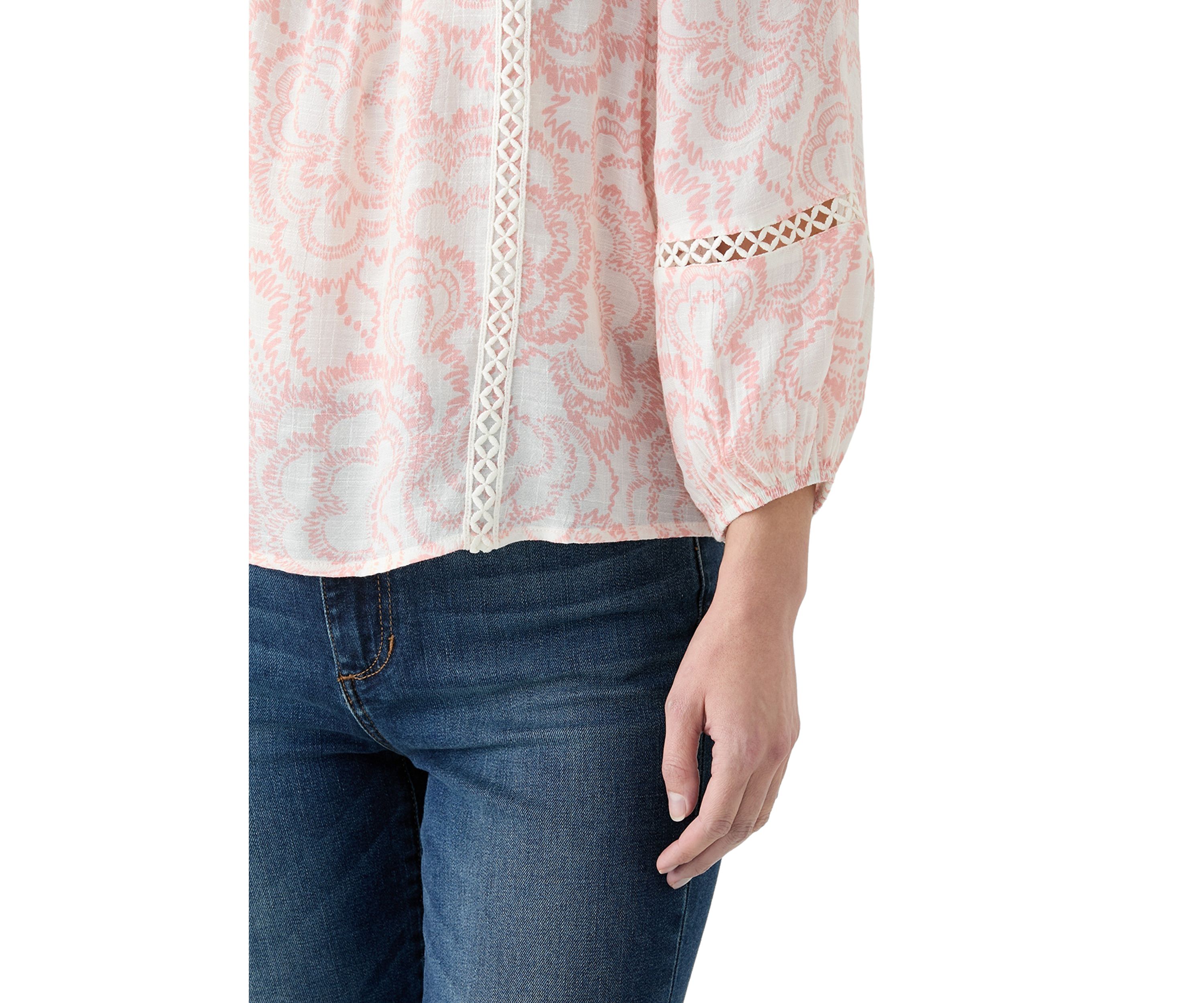 Petite Inset Trim Square Neck Top