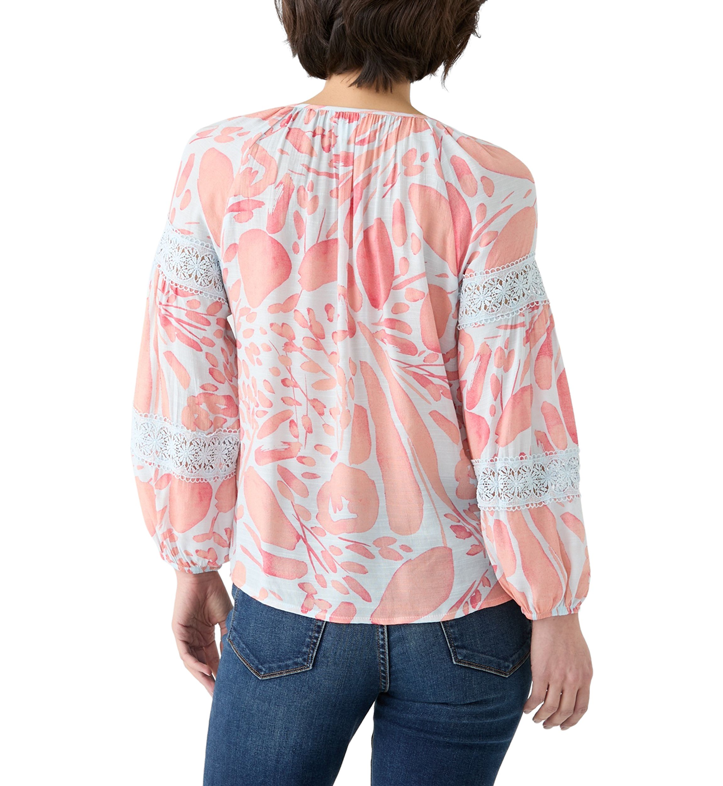 Petite Printed Peasant Top 