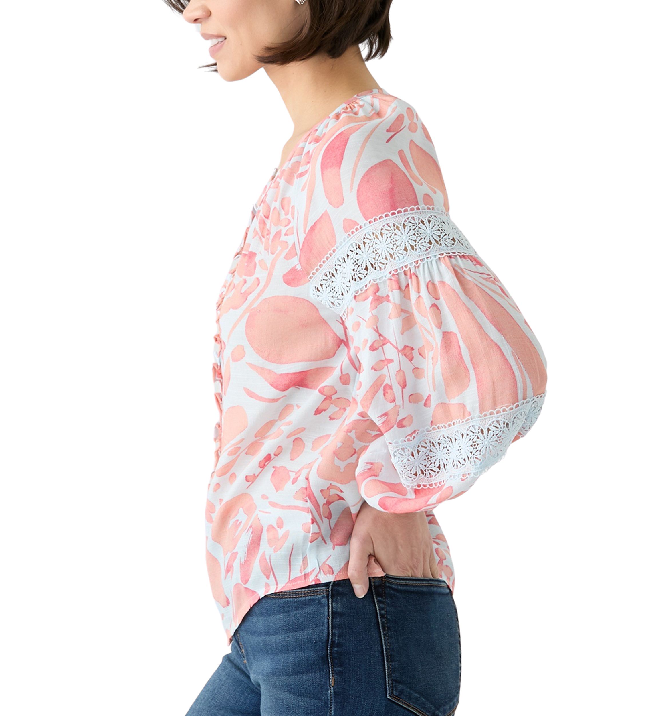 Petite Printed Peasant Top 
