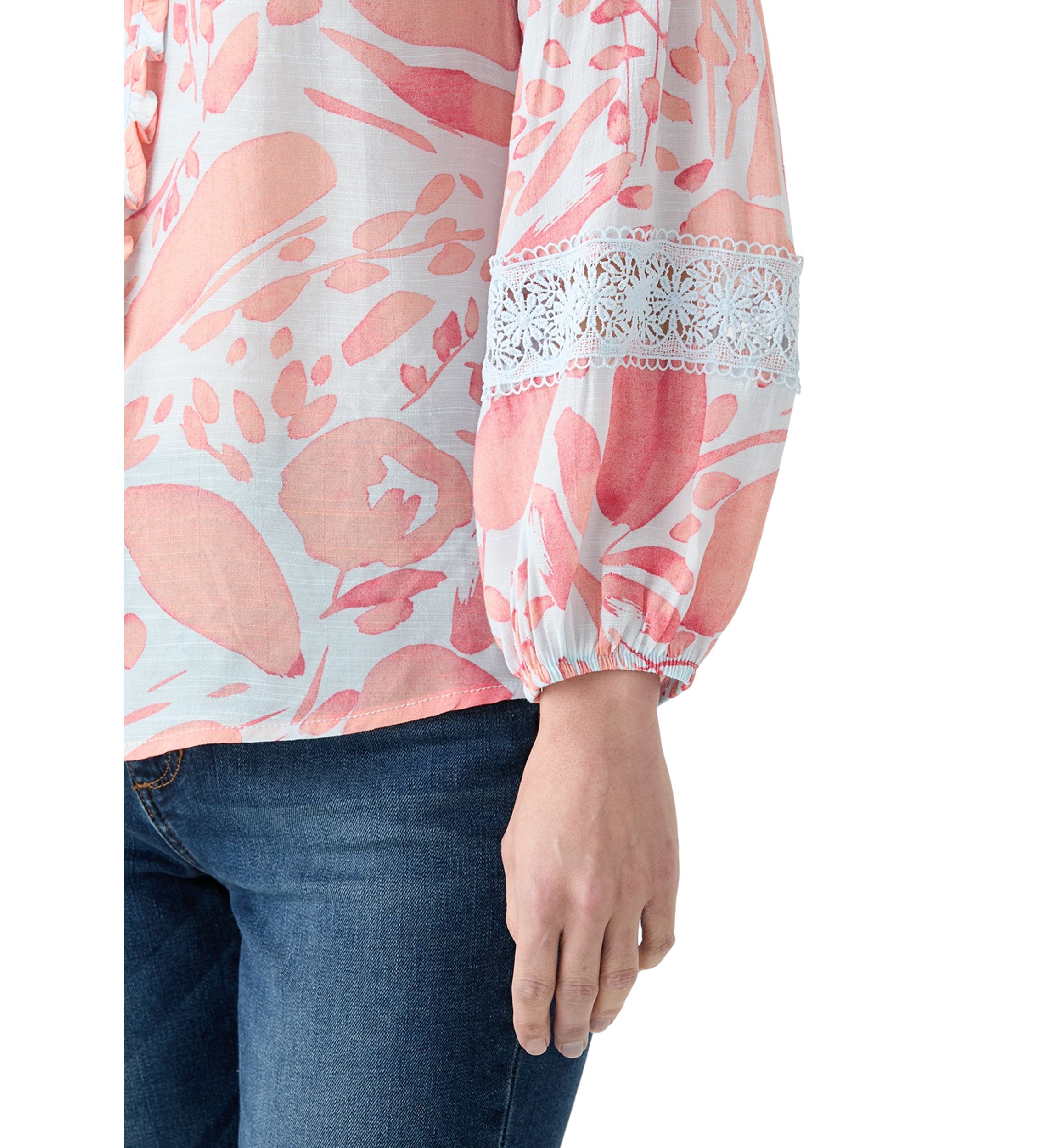 Petite Printed Peasant Top 