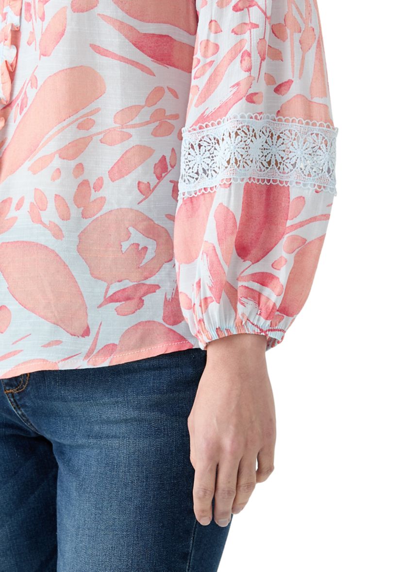 Petite Printed Peasant Top 