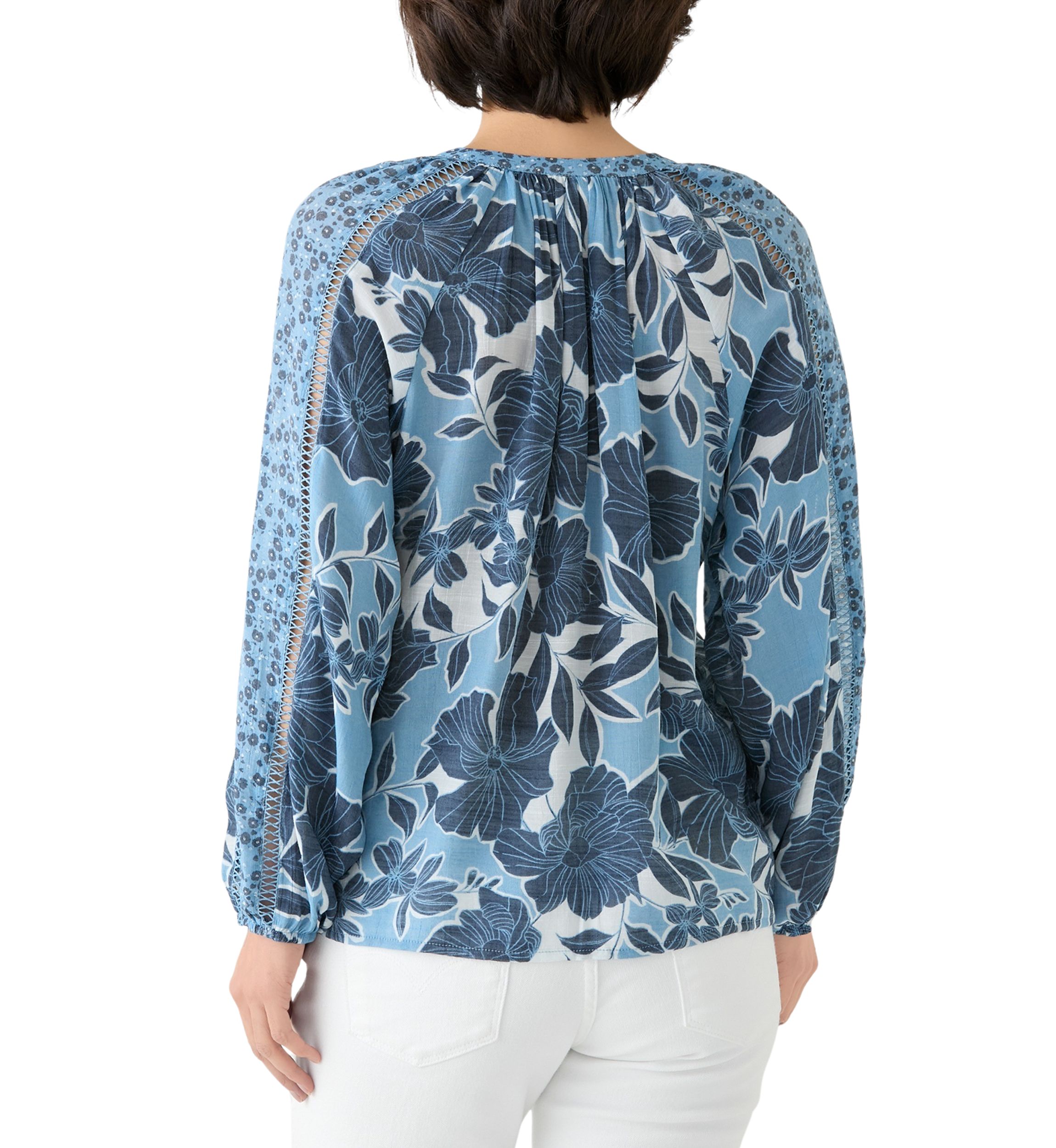 Petite Inset Trim Peasant Top