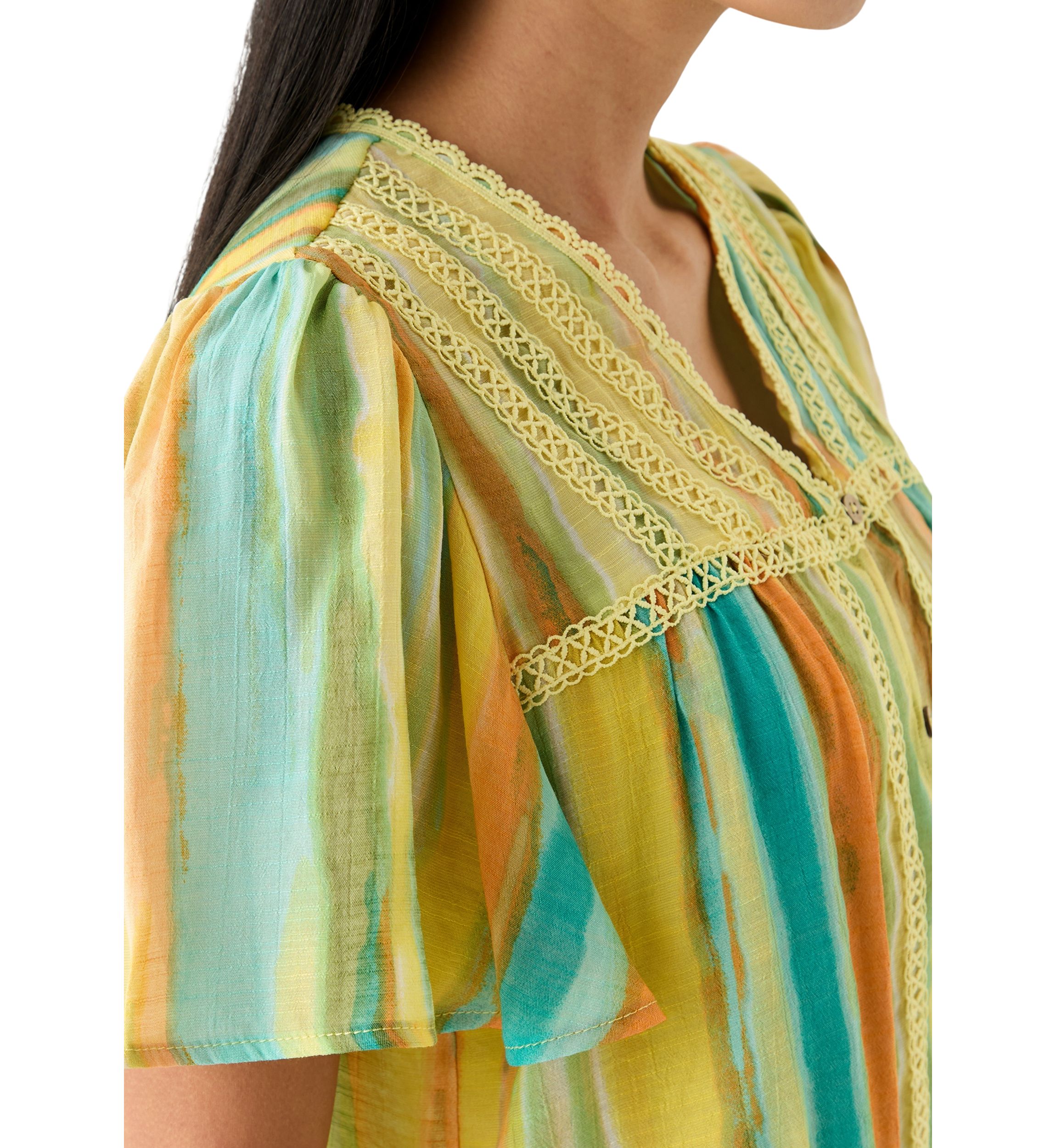 Petite Linen Like Flutter Sleeve Top