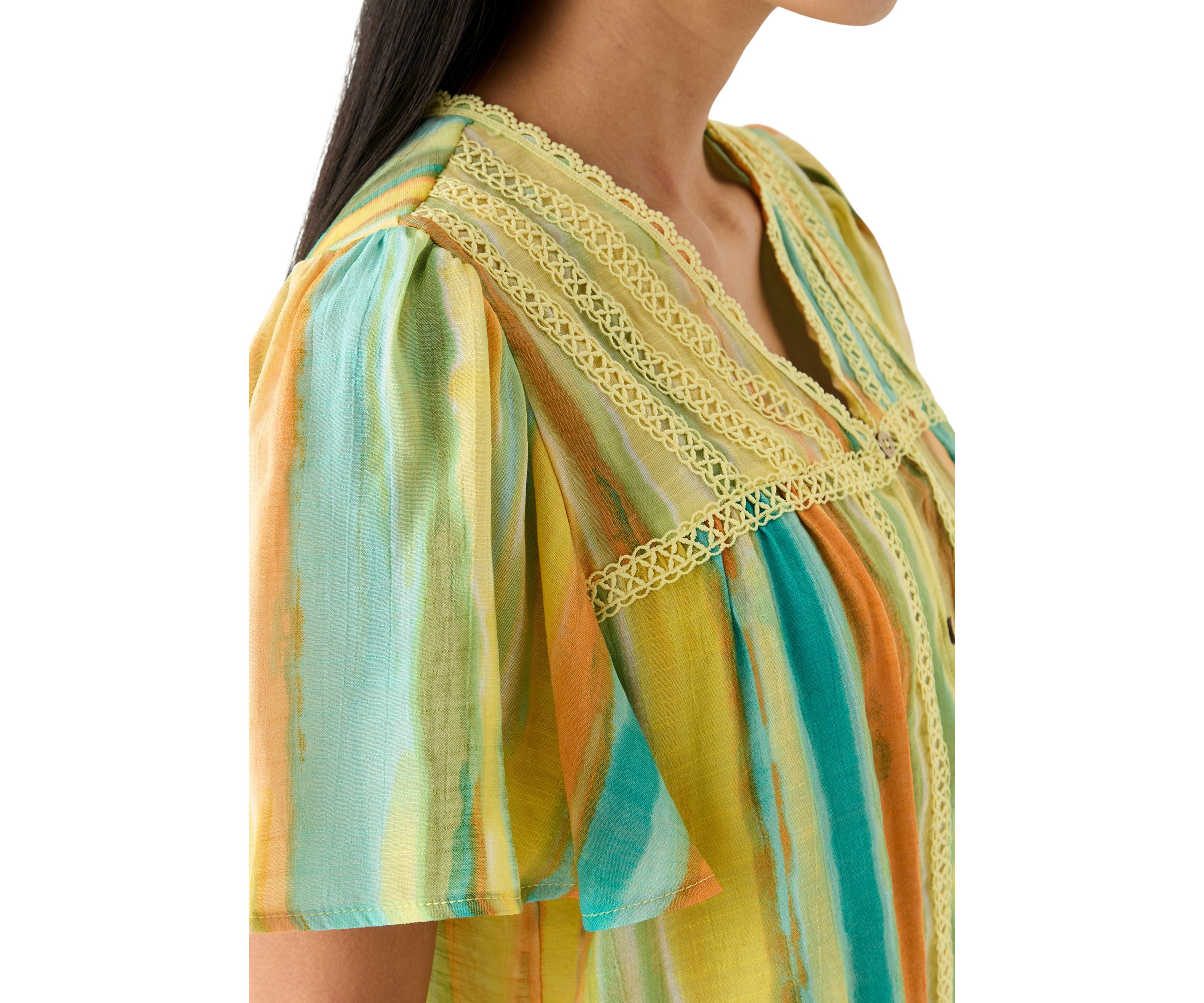 Petite Linen Like Flutter Sleeve Top