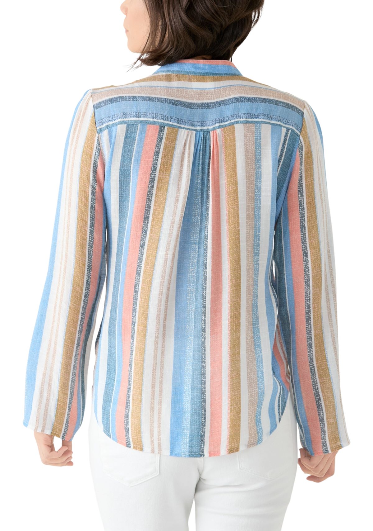 Petite Long Sleeve Pleated Henley Top