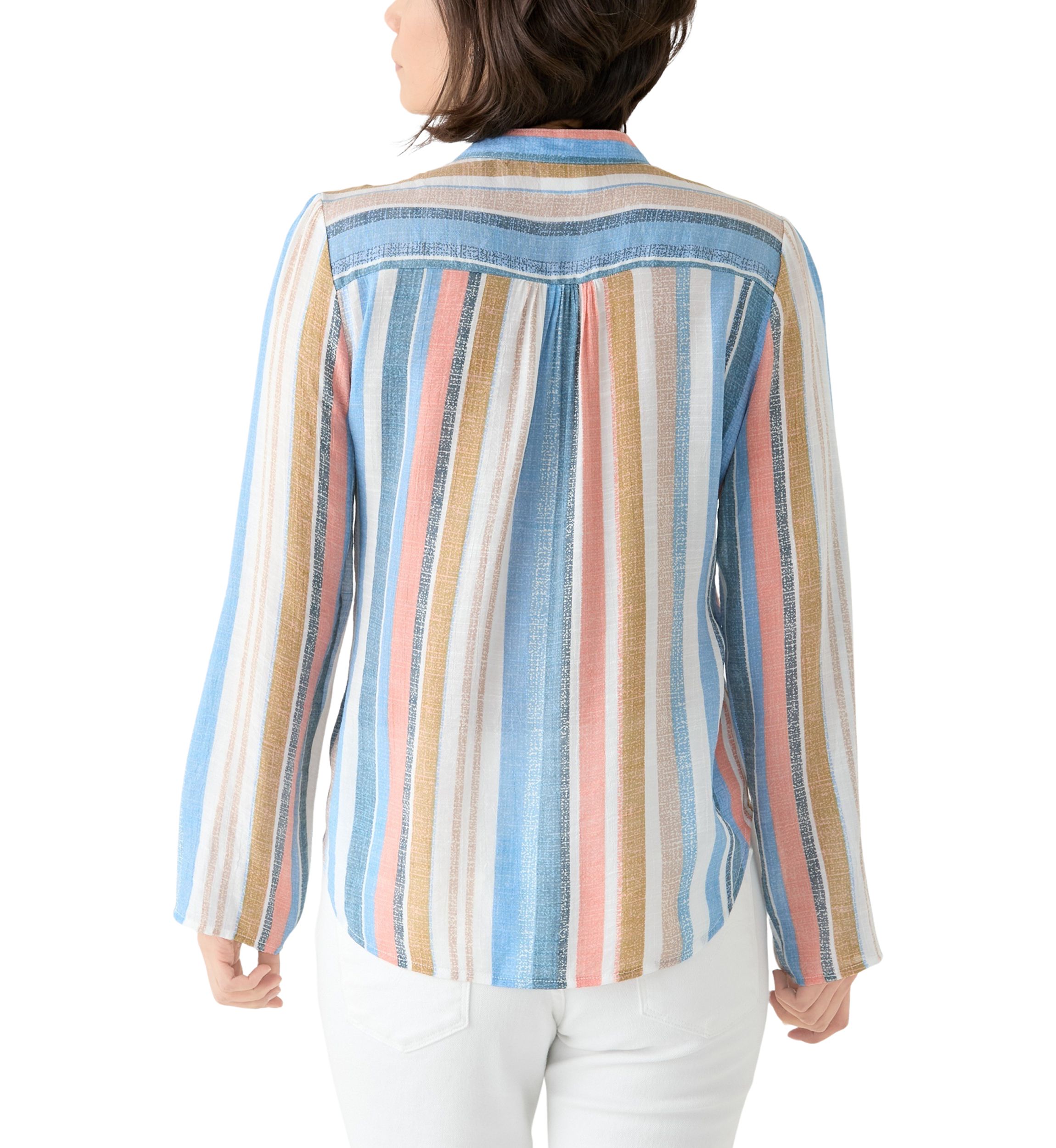 Petite Long Sleeve Pleated Henley Top