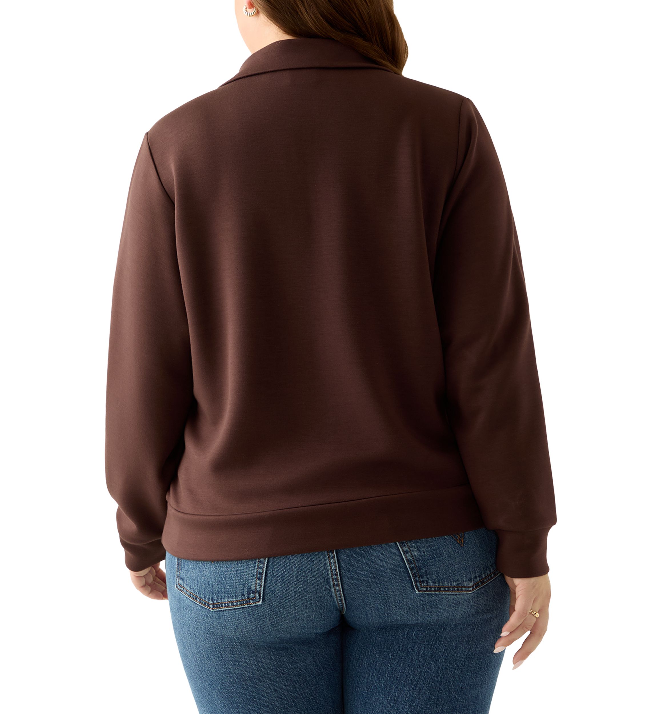 Plus Size Free Flow Sweater with a Quarter Zip