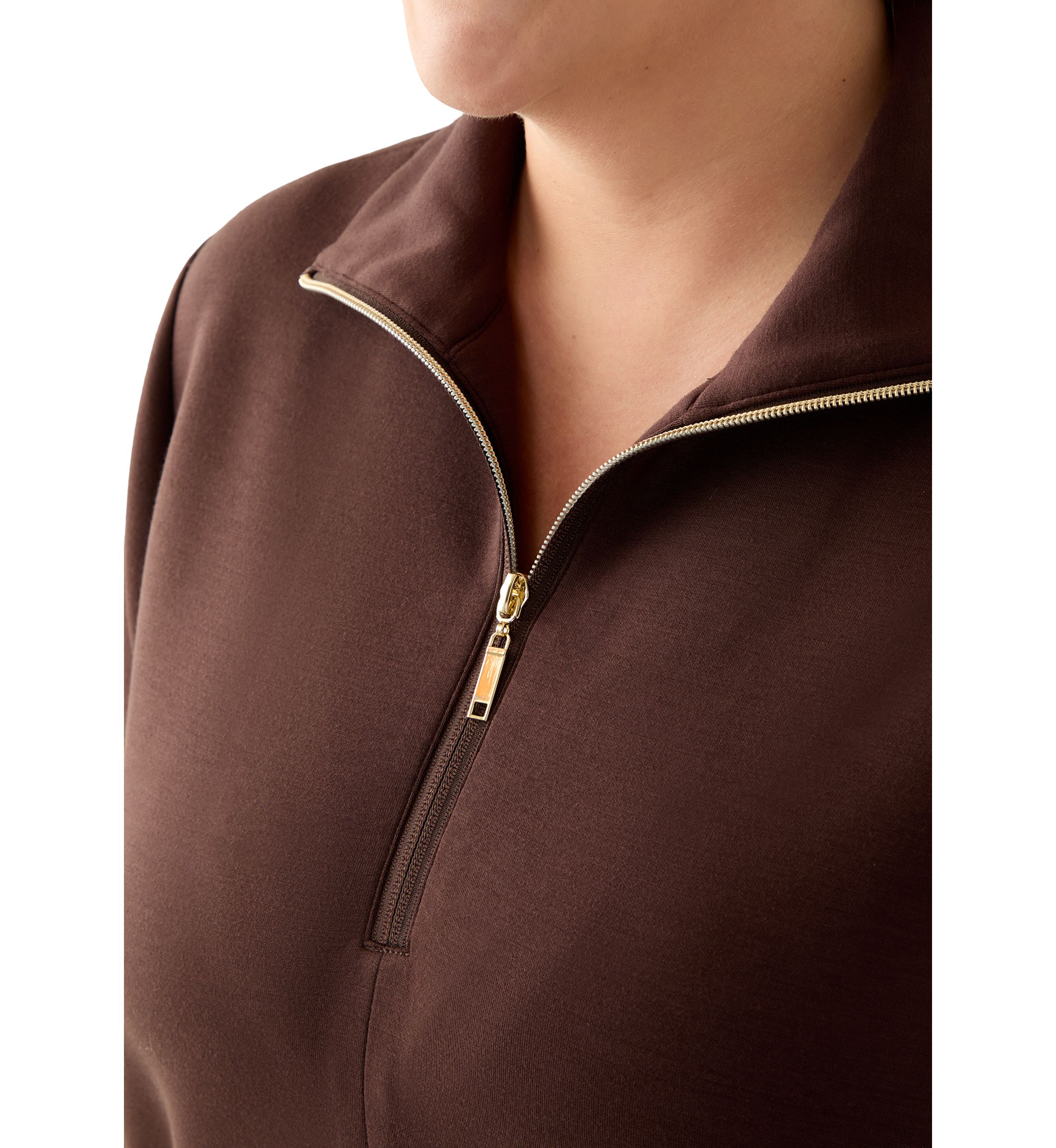 Plus Size Free Flow Sweater with a Quarter Zip