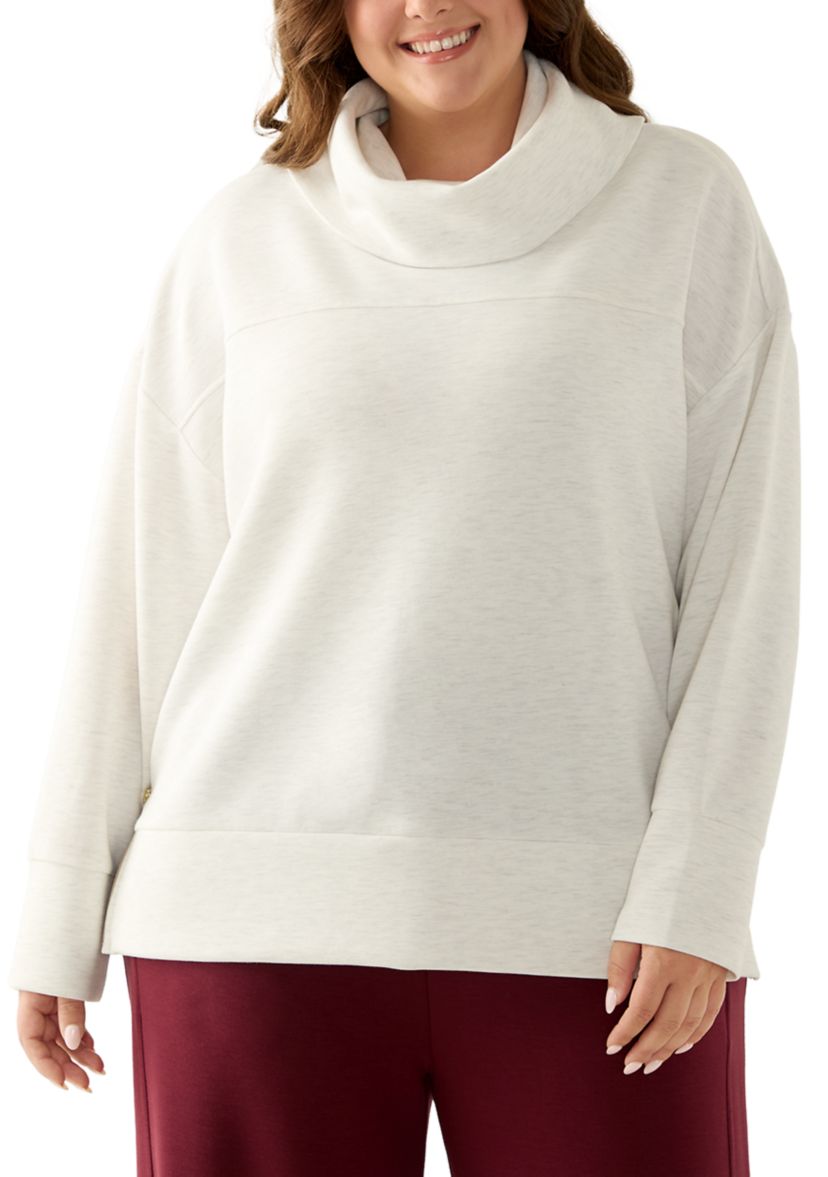Plus Size Cowl Neck Sweater with Zippers