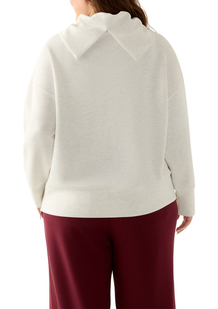 Plus Size Cowl Neck Sweater with Zippers