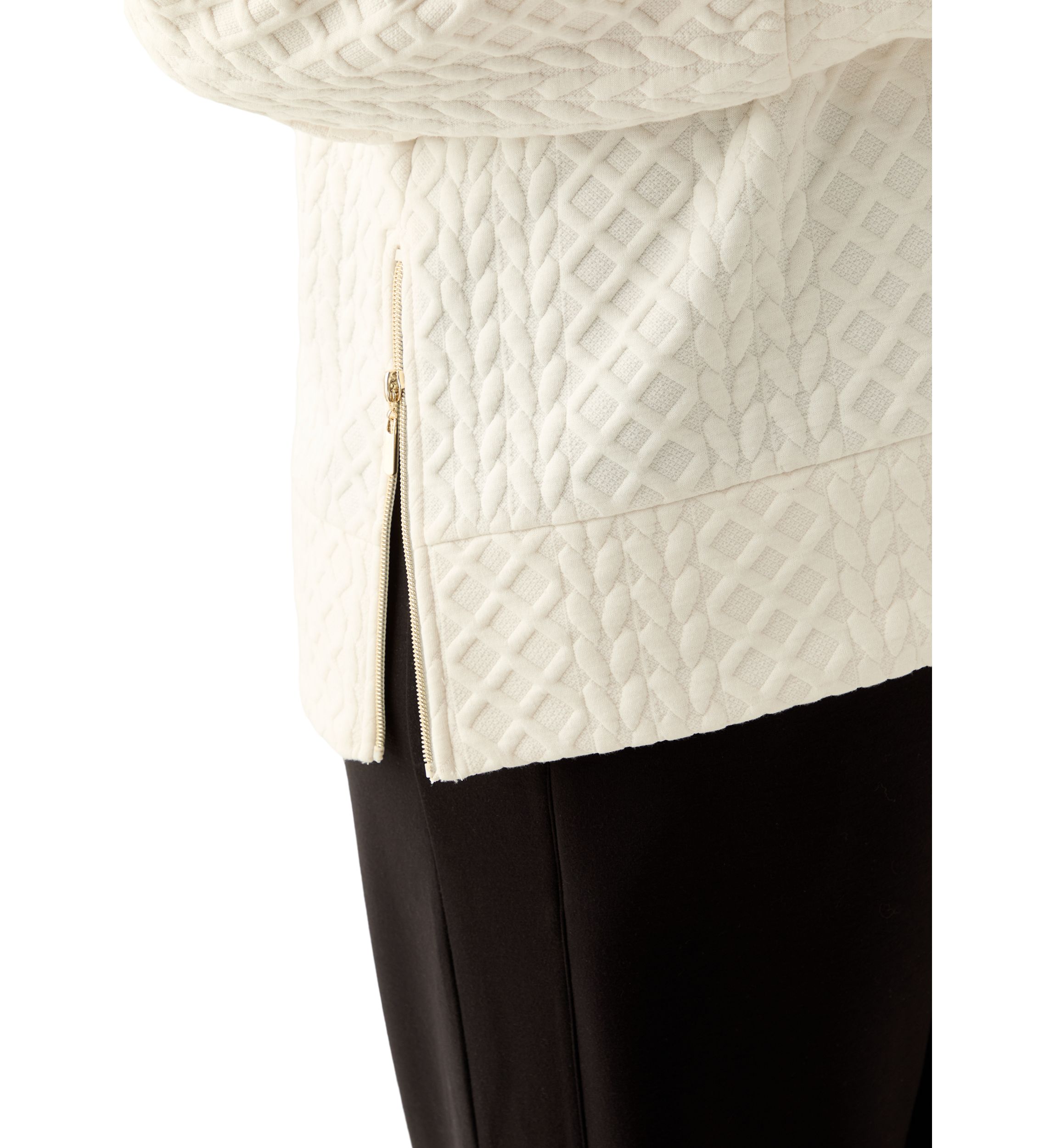 Plus Size Long Sleeve Textured Crew Sweater with Side Zips